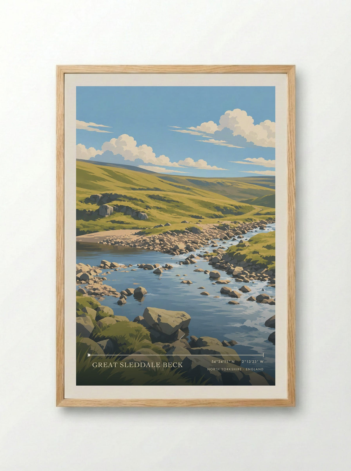 Great Sleddale Beck, North Yorkshire | Travel Poster - Framed Print Wood