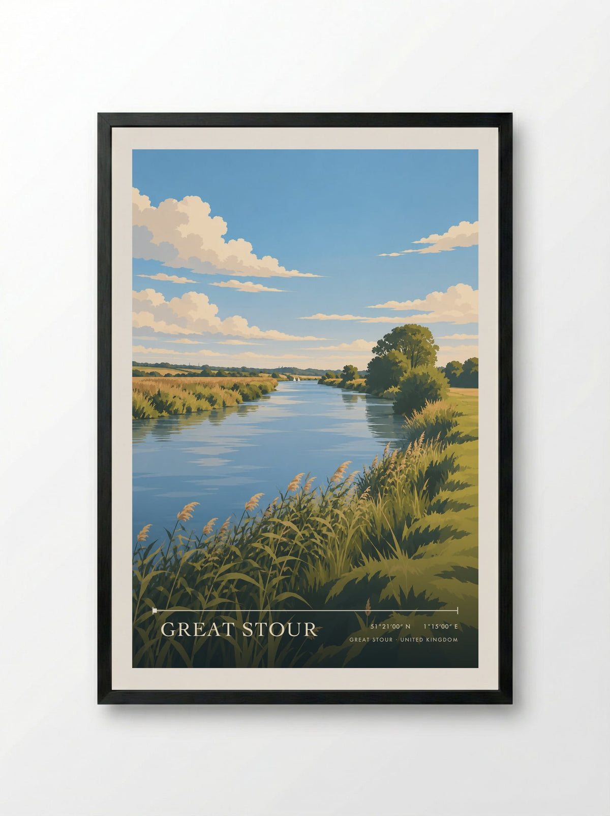 Great Stour | Travel Poster - Framed Print Black