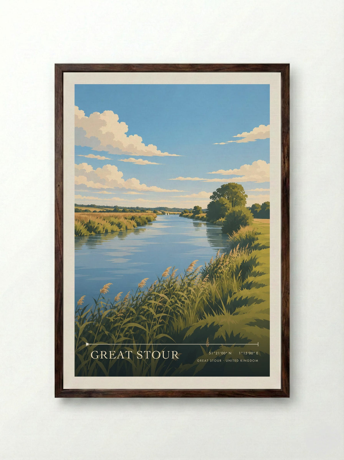 Great Stour | Travel Poster - Framed Print Dark Wood
