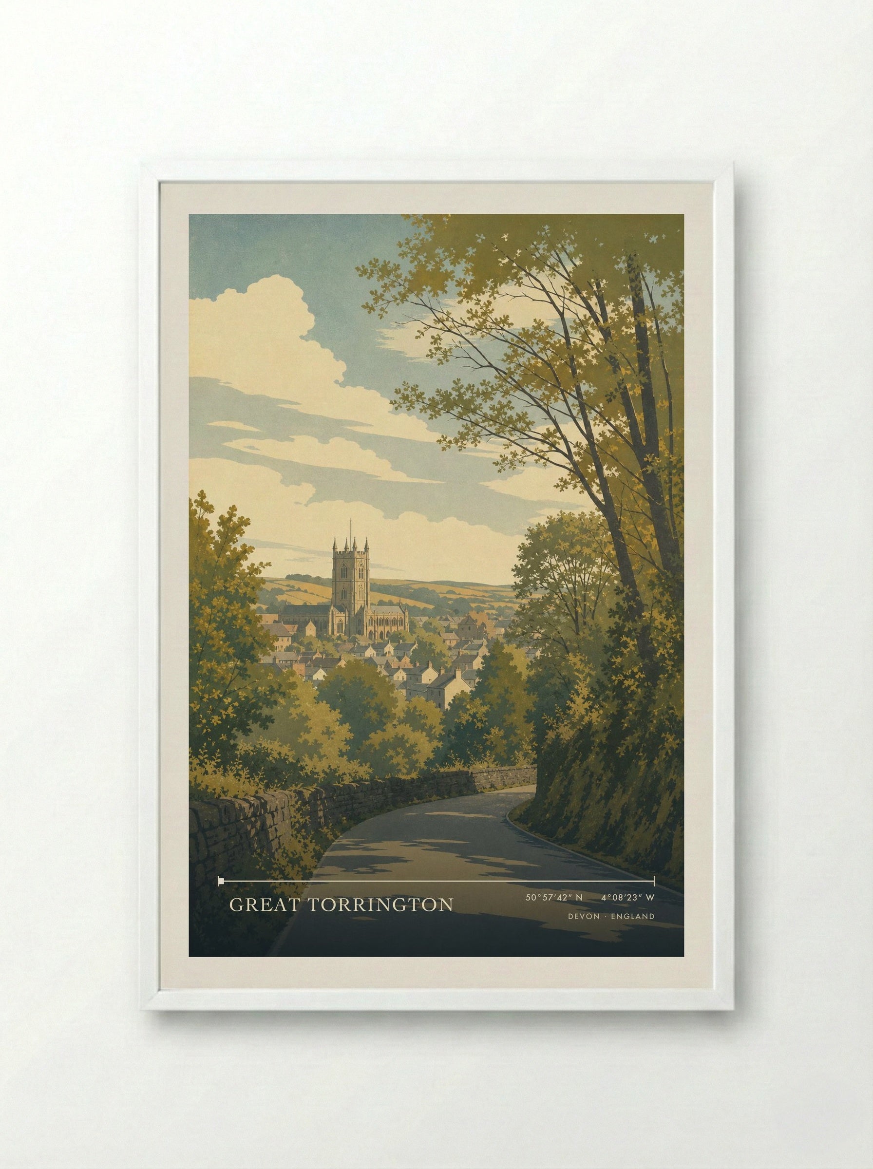 Great Torrington Devon England Travel Poster - Framed Print White