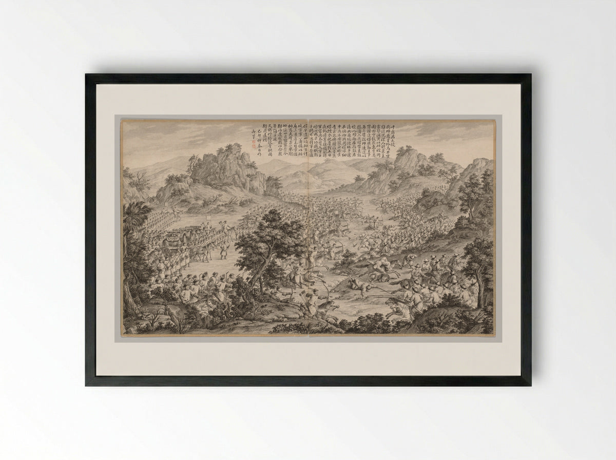 Great Victory at Hu'erman - Jean Damascene Sallusti - Framed Print Black