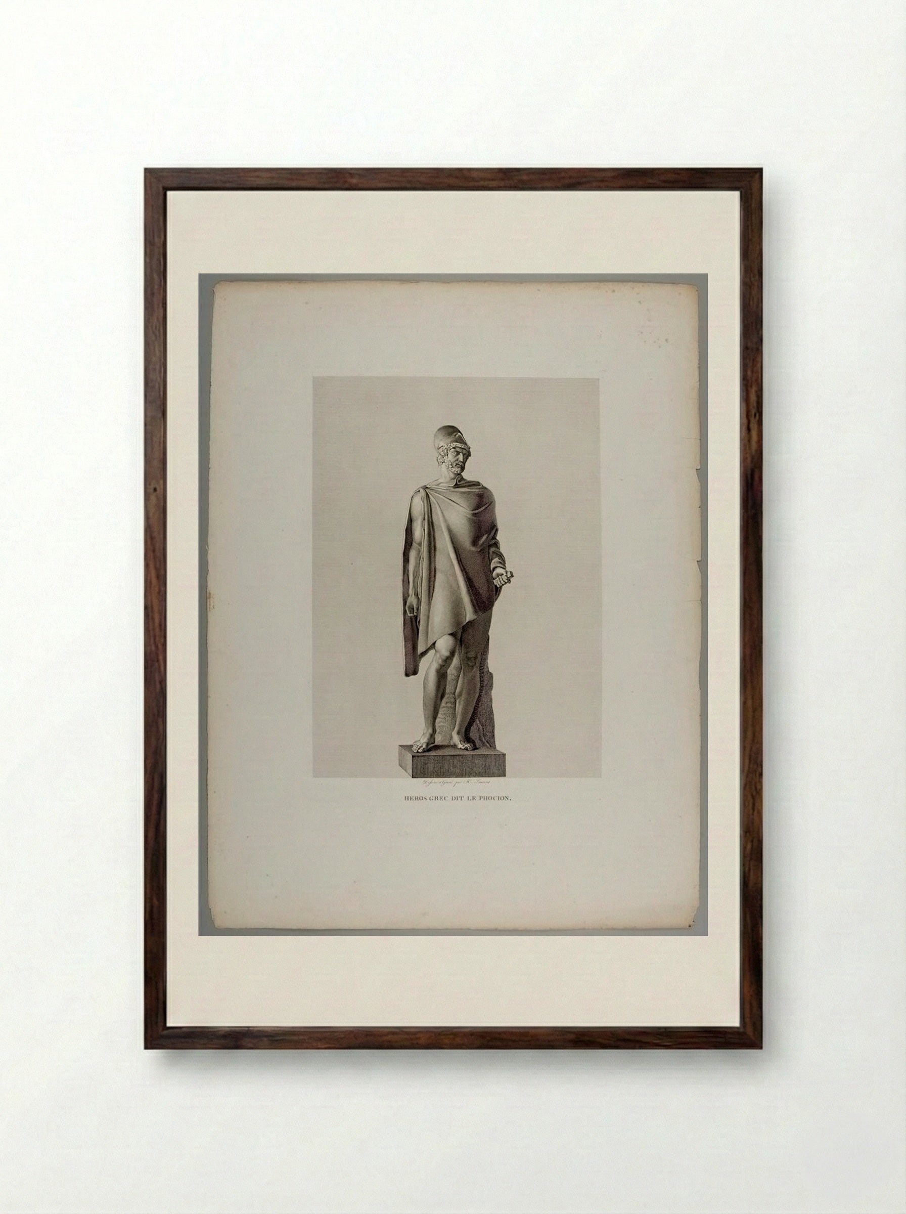 Greek Hero called Phocion, after the Antique - Pierre Louis Henri Laurent - Framed Print Dark Wood