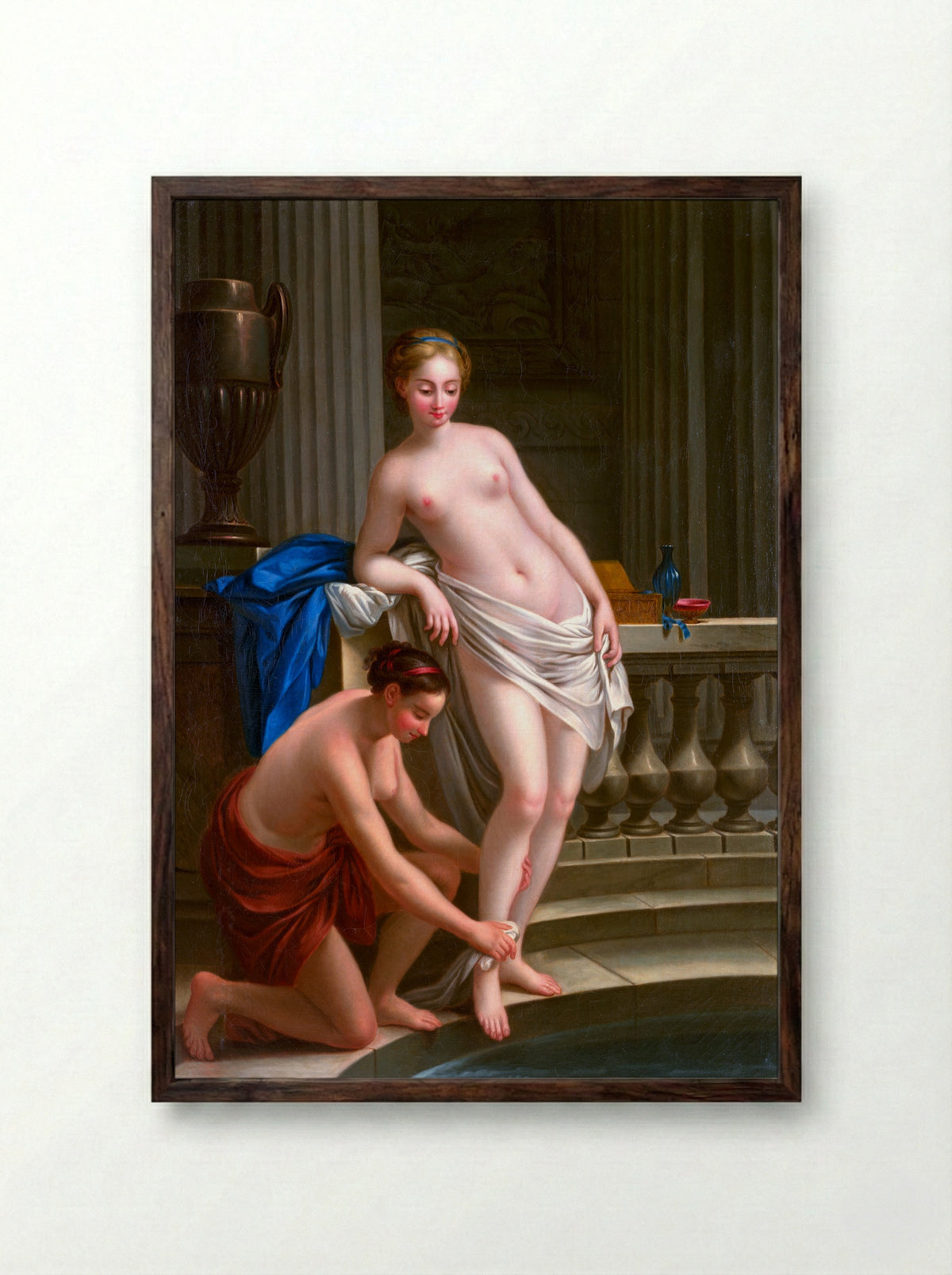 Greek Woman at the Bath - Joseph-Marie Vien - Framed Print Dark Wood