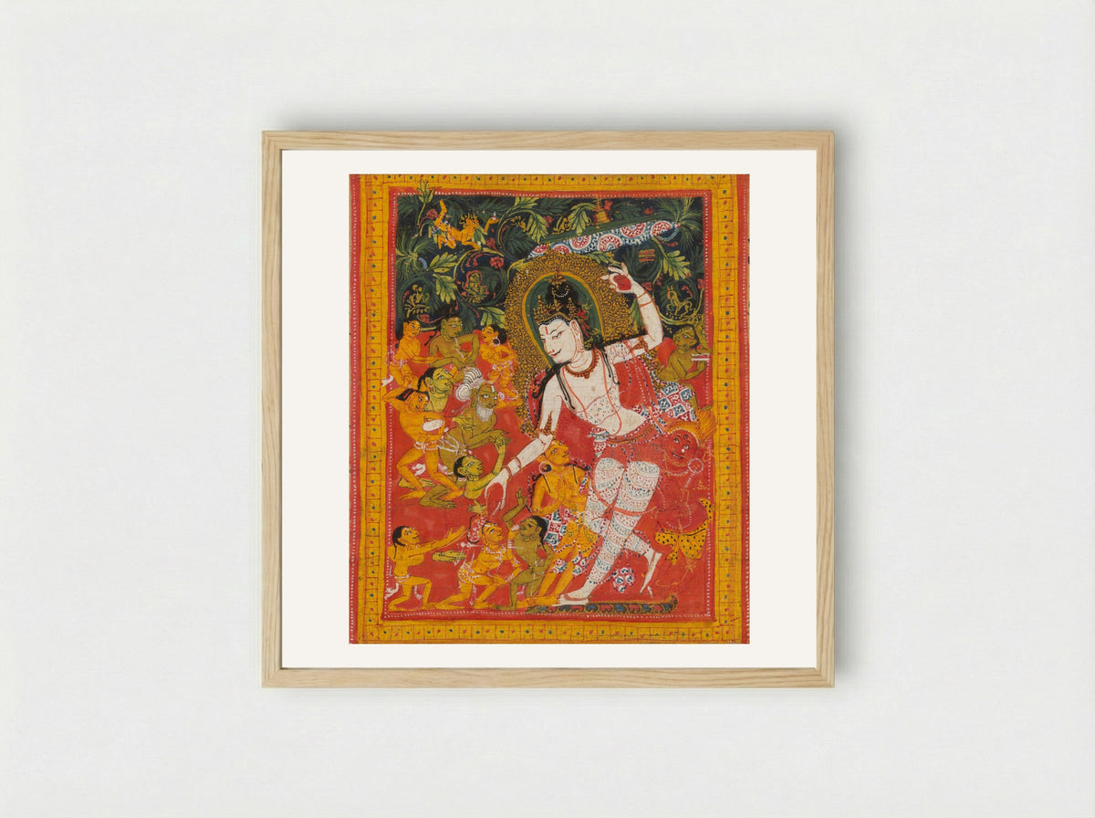 Green Tara, Folio from a dispersed Ashtasahasrika Prajnaparamita Manuscript - Mahavihara Master - Framed Print Wood