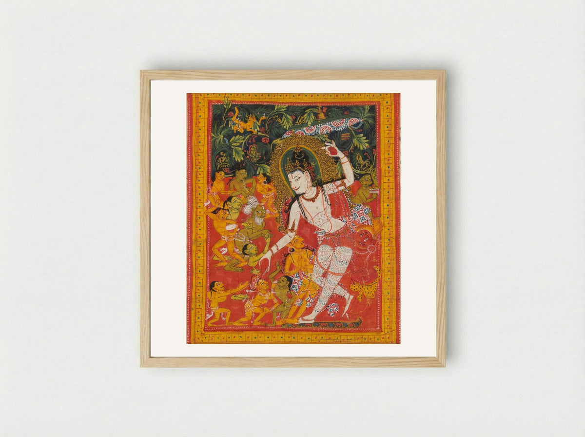 Green Tara, Folio from a dispersed Ashtasahasrika Prajnaparamita Manuscript - Mahavihara Master - Framed Print Wood