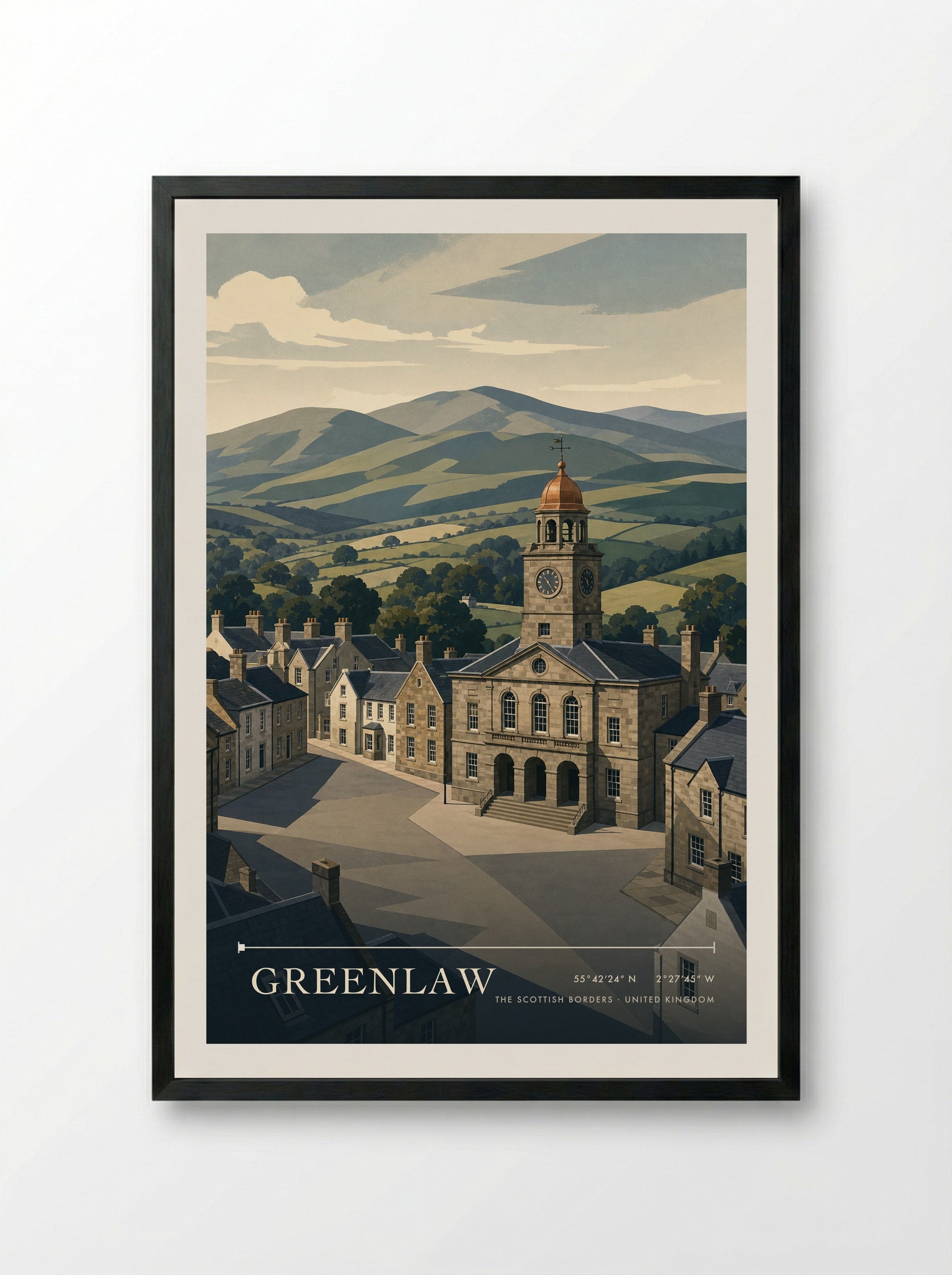 Greenlaw The Scottish Borders United Kingdom Travel Poster - Framed Print Black