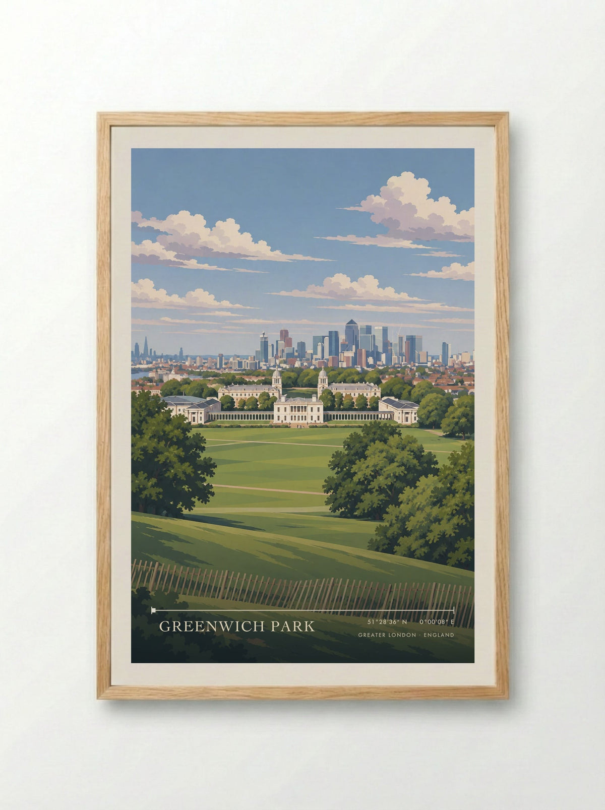 Greenwich Park, Greater London | Travel Poster - Framed Print Wood