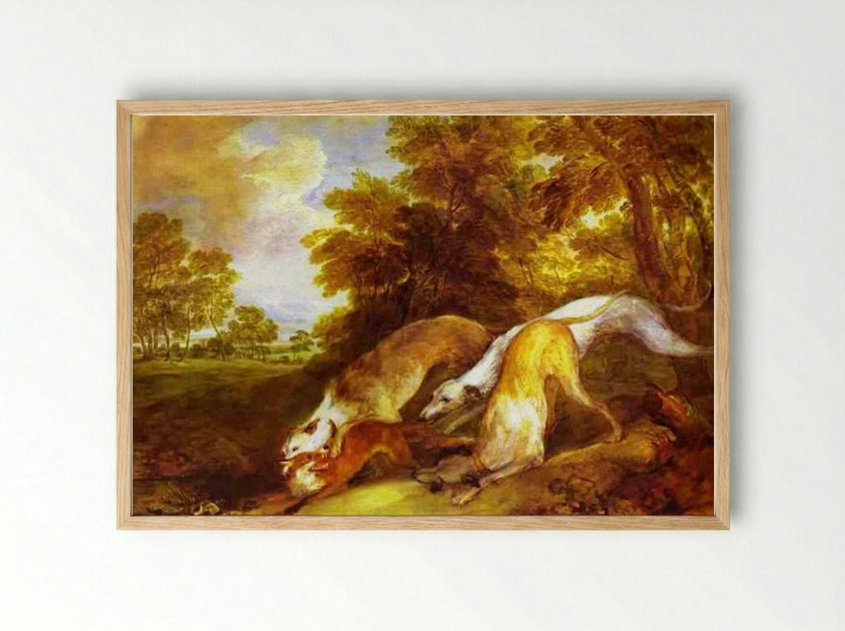 Greyhounds Coursing a Fox - Thomas Gainsborough - Framed Print Wood