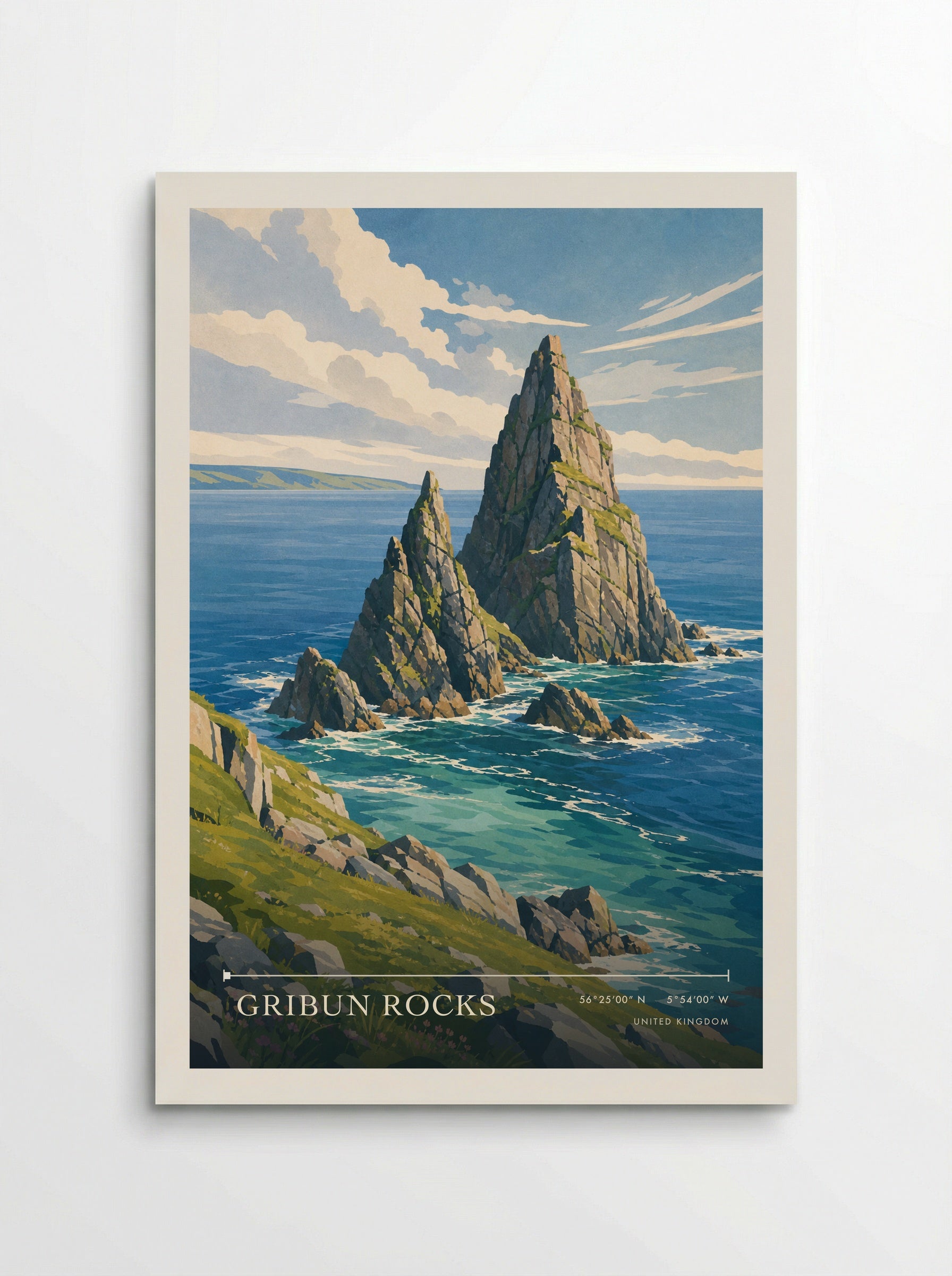 Gribun Rocks United Kingdom Travel Poster - Poster