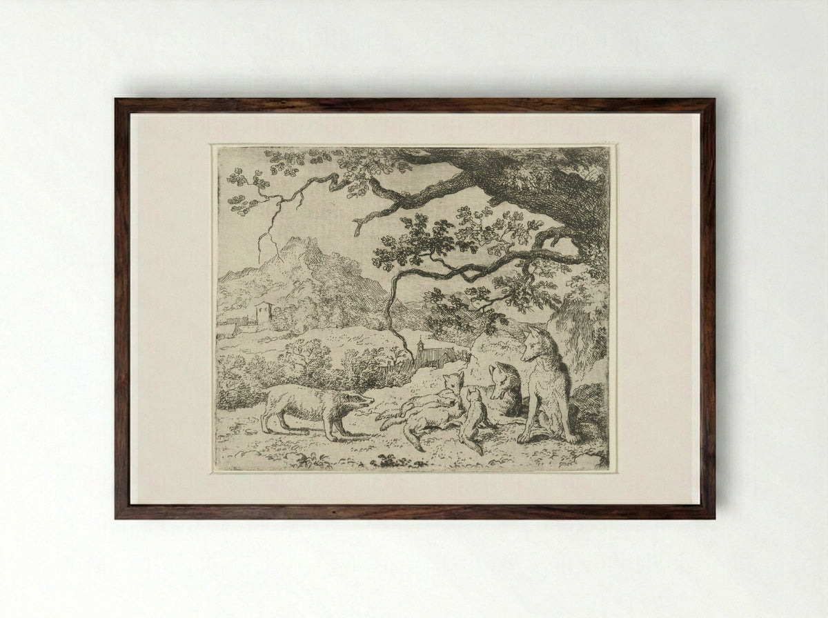 Grimbeert the Badger Summons Reynard the Fox - Allaert van Everdingen - Framed Print Dark Wood