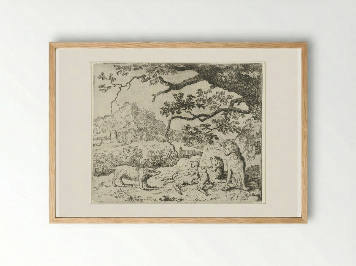 Grimbeert the Badger Summons Reynard the Fox - Allaert van Everdingen - Framed Print Wood