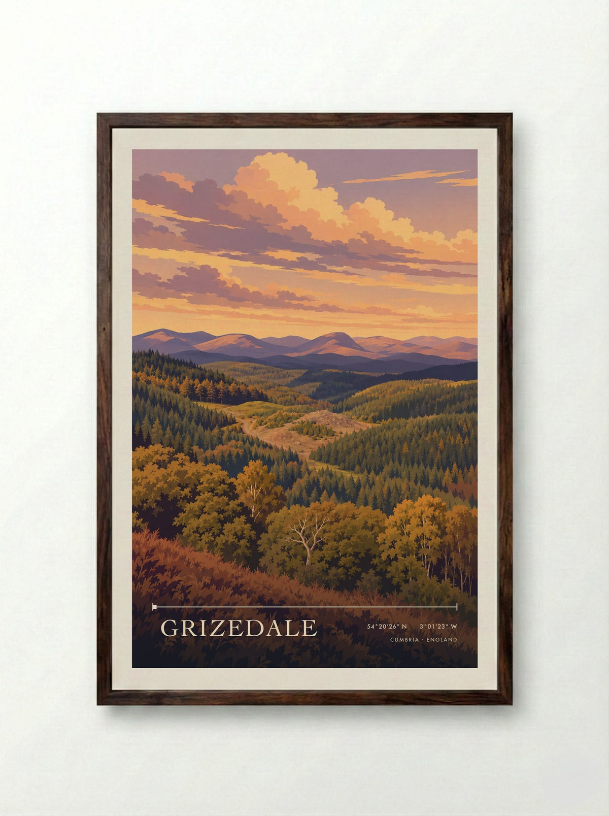 Grizedale, Cumbria | Travel Poster - Framed Print Dark Wood