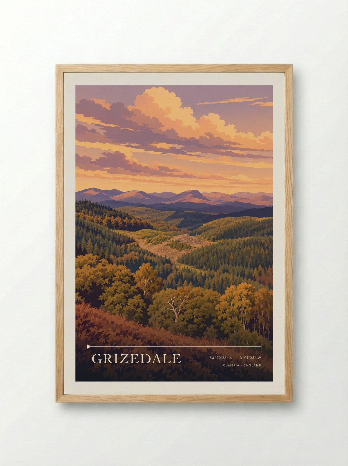 Grizedale, Cumbria | Travel Poster - Framed Print Wood