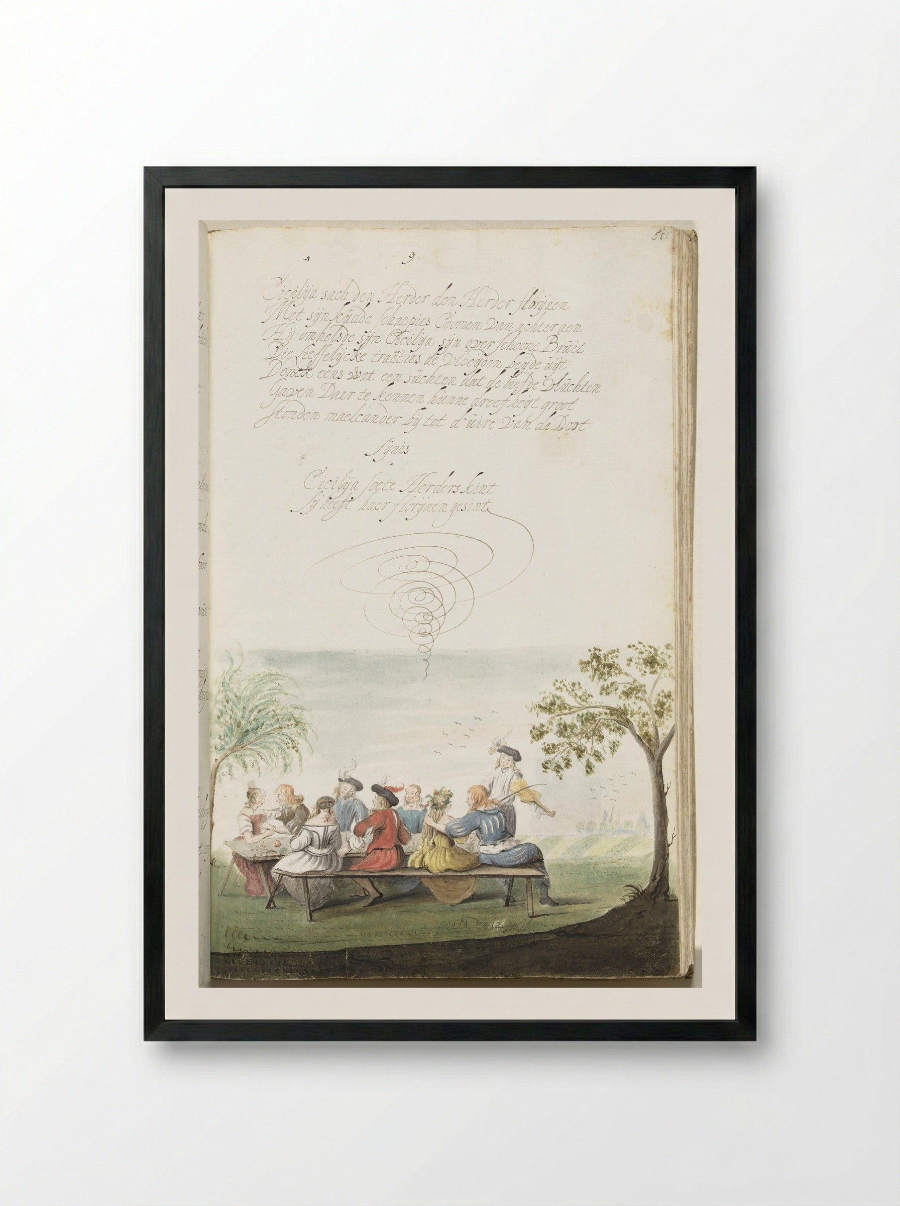 Groep herders maakt plezier in de zomer - Gesina ter Borch - Framed Print Black