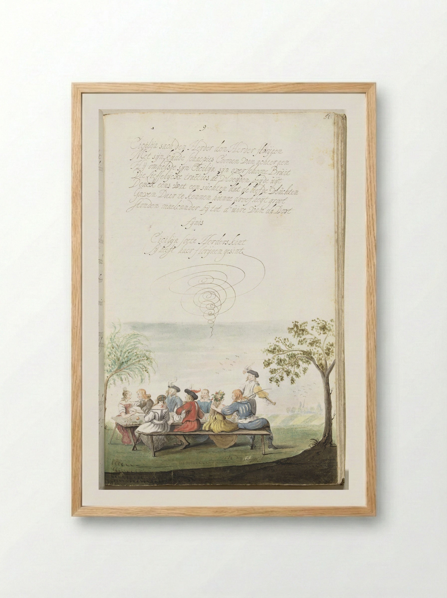 Groep herders maakt plezier in de zomer - Gesina ter Borch - Framed Print Wood