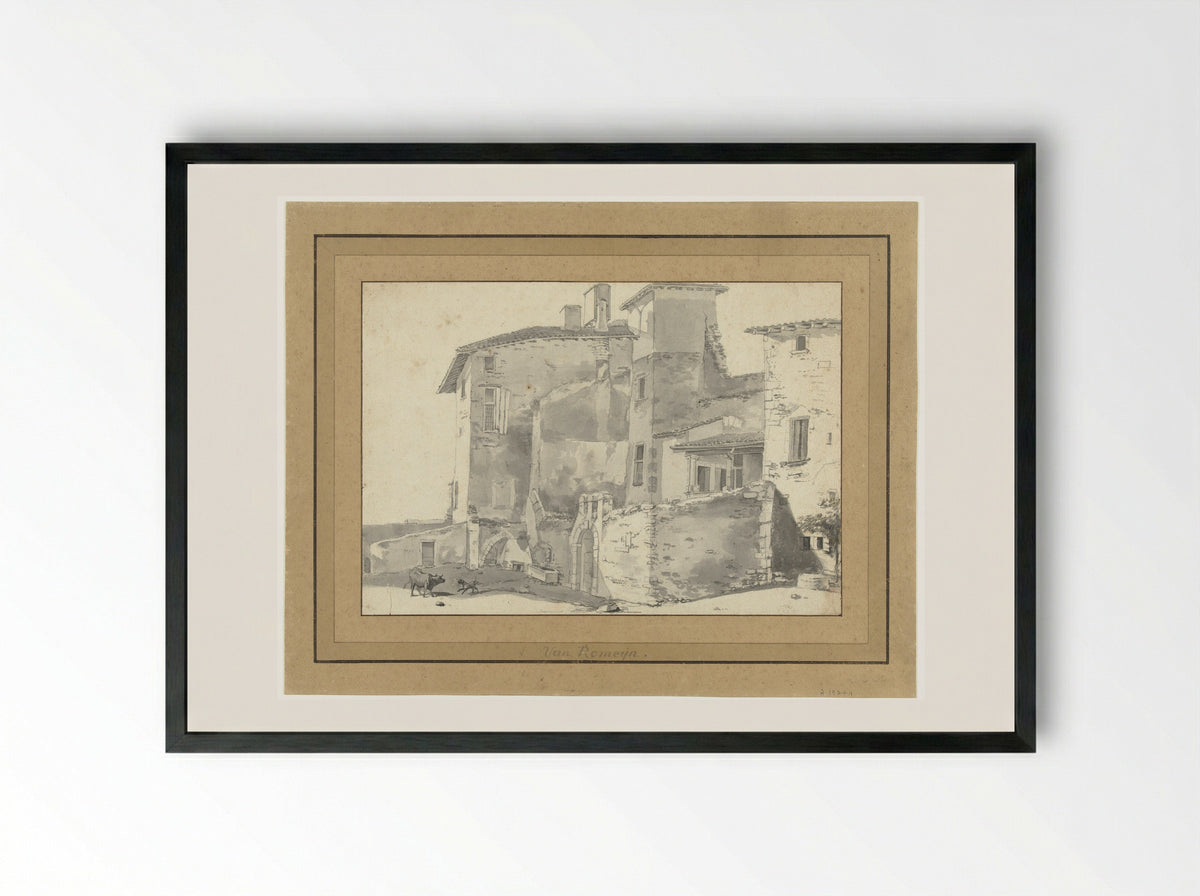 Groep huizen (Group of Houses) - Willem Romeyn - Framed Print Black