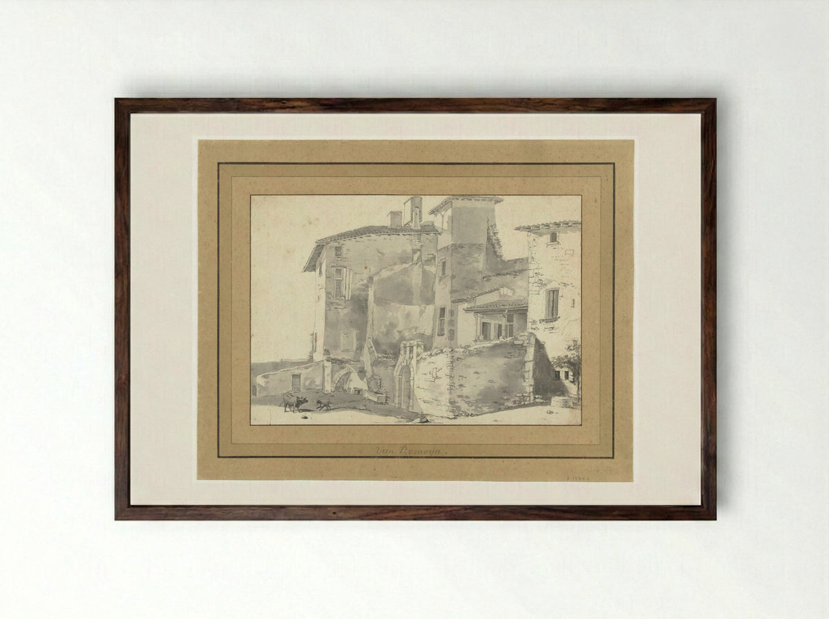 Groep huizen (Group of Houses) - Willem Romeyn - Framed Print Dark Wood