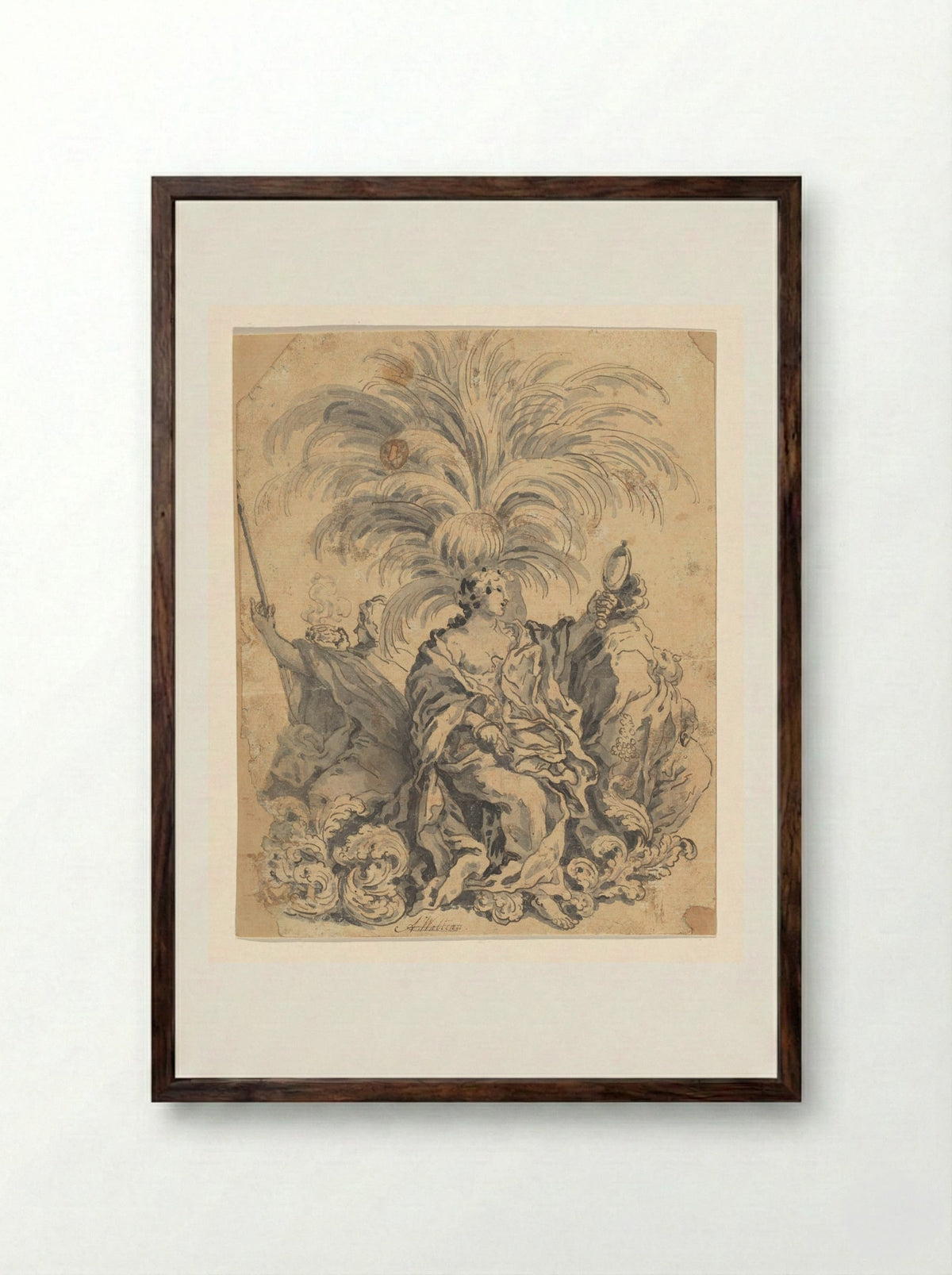 Groep van suikerwerk met Geloof, Voorzichtigheid en Trouw - Giovanni Battista Lenardi - Framed Print Dark Wood