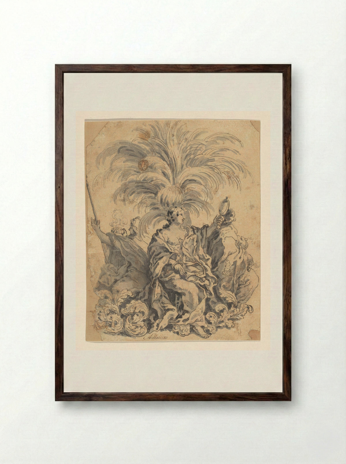 Groep van suikerwerk met Geloof, Voorzichtigheid en Trouw - Giovanni Battista Lenardi - Framed Print Dark Wood