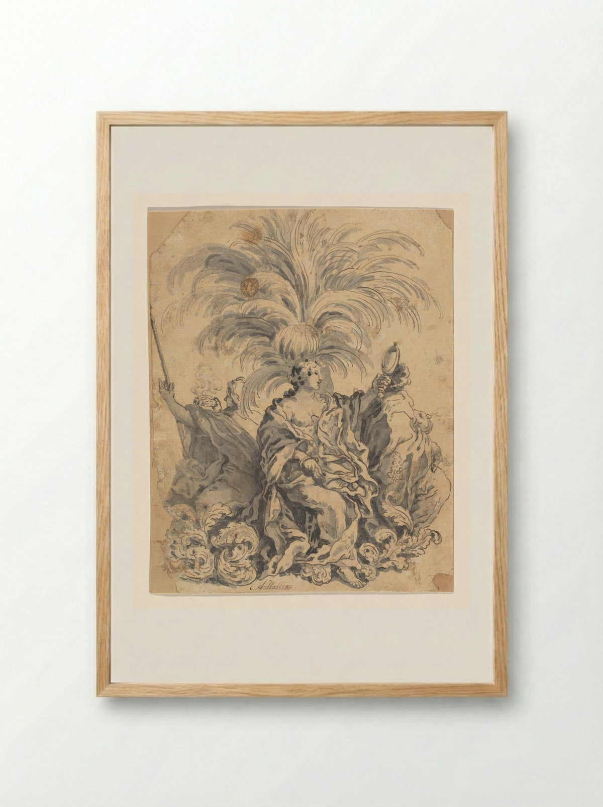 Groep van suikerwerk met Geloof, Voorzichtigheid en Trouw - Giovanni Battista Lenardi - Framed Print Wood
