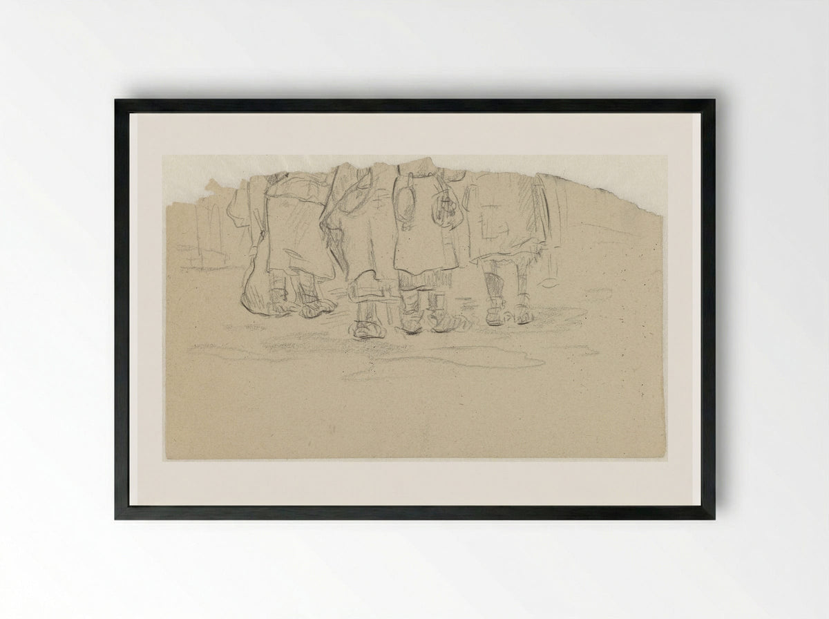 Groep vrouwen in winterkleding in Ravensbrück - Aat Breur-Hibma - Framed Print Black