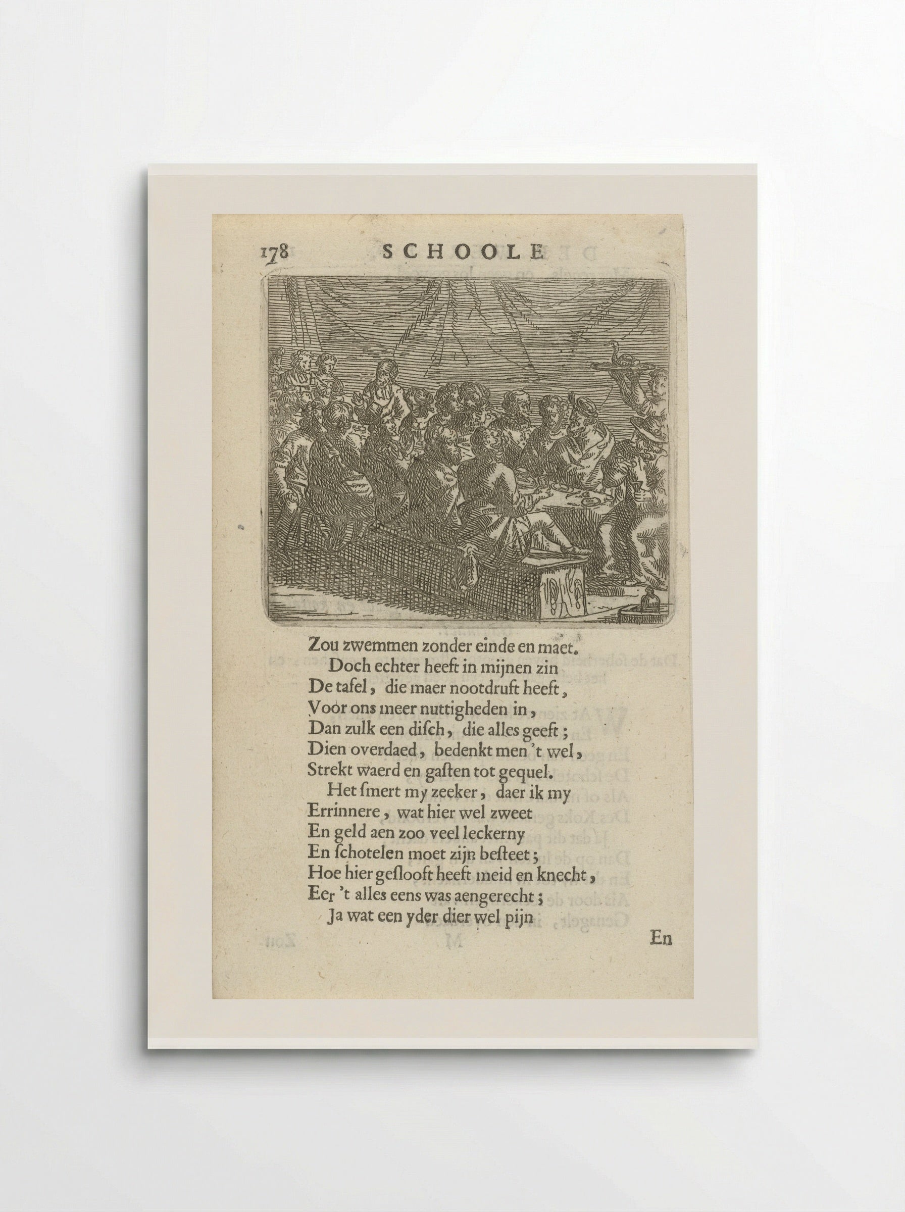 Groot gezelschap aan een eettafel - Arnold Houbraken - Poster