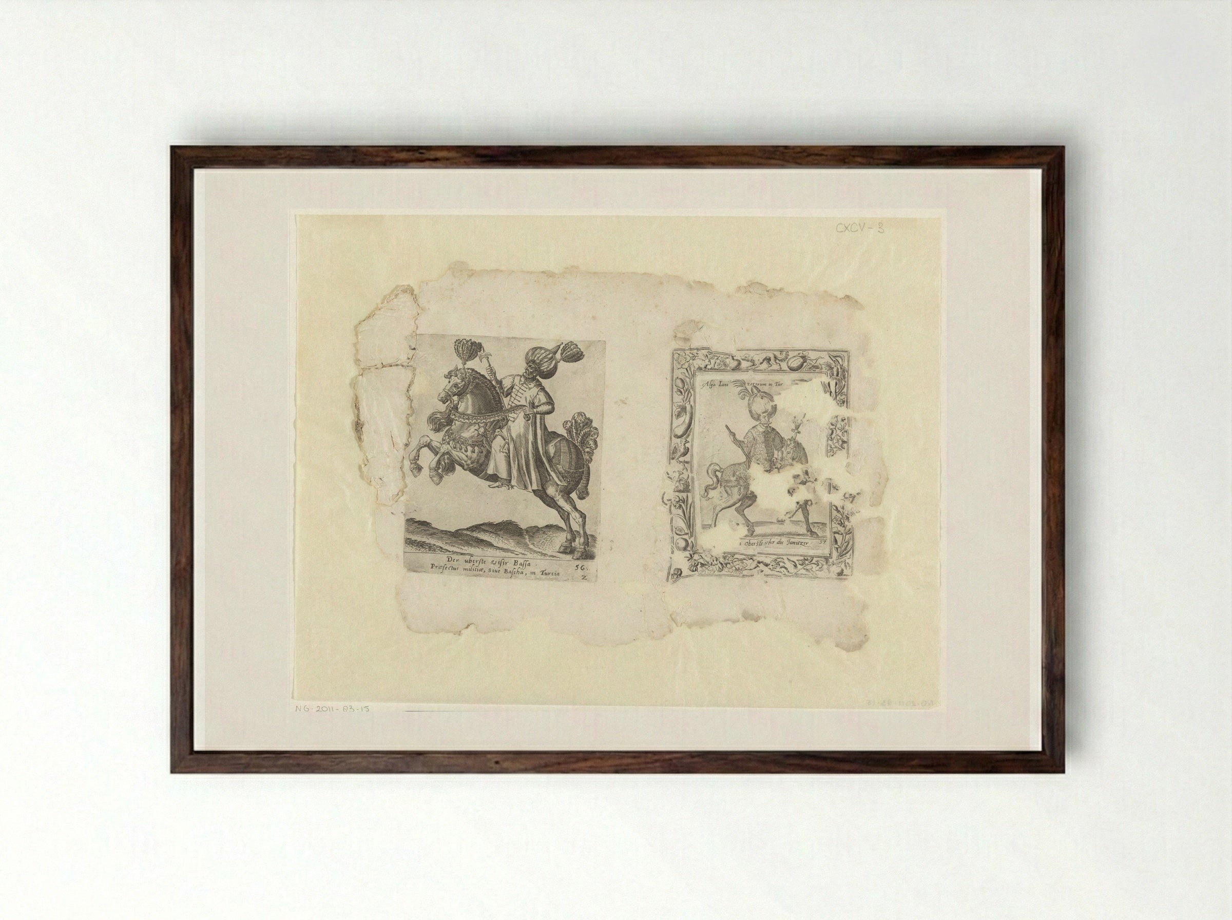 Groot-vizier Ibrahim Pasha en de leider van de Janitsaren - Abraham de Bruyn - Framed Print Dark Wood
