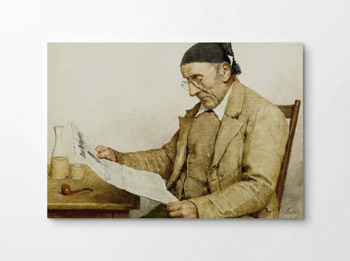 Grossvater mit Zeitung (Grandfather with Newspaper) - Albert Anker - Poster