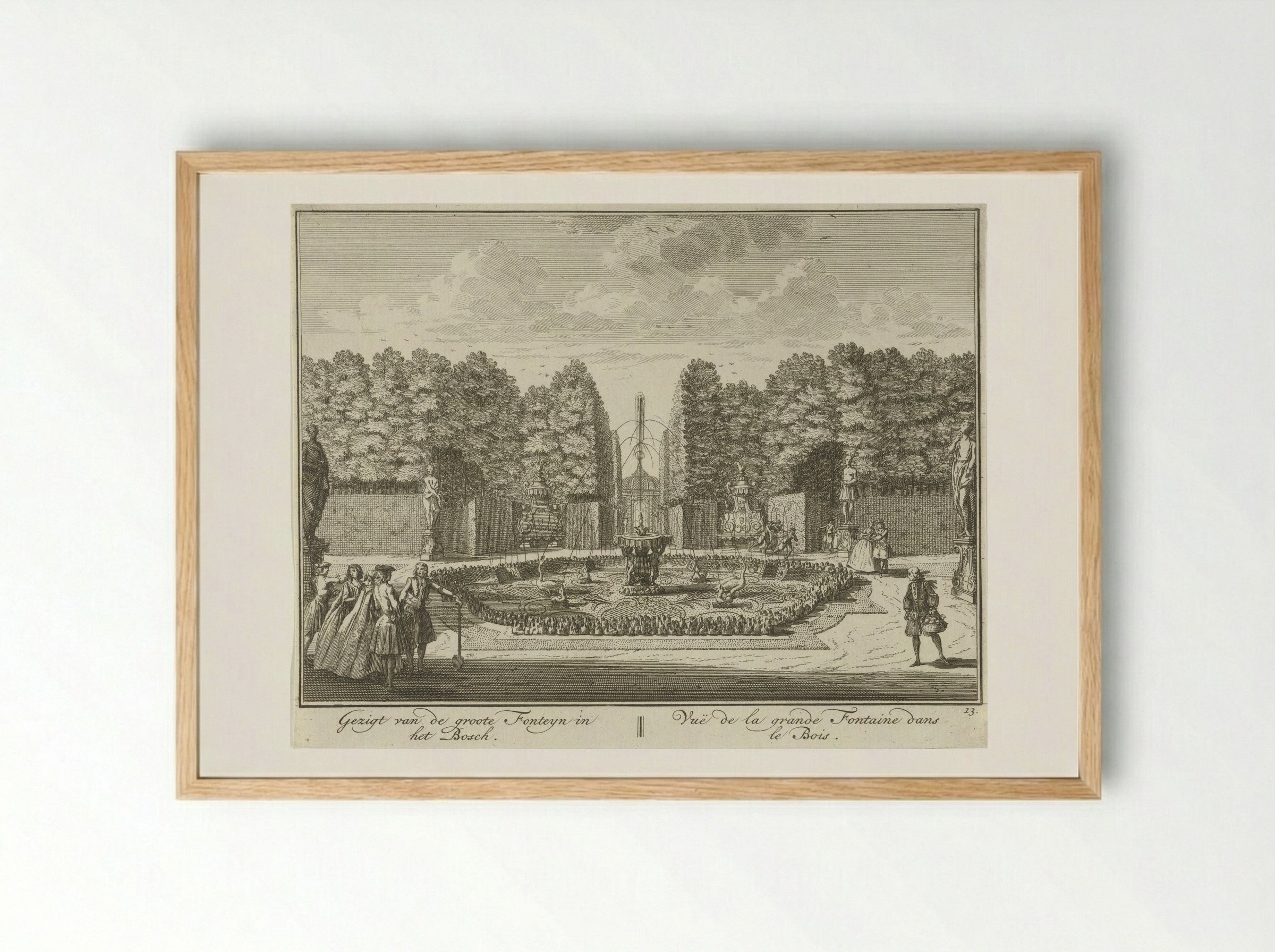 Grote fontein in de tuin van Huis ter Meer te Maarssen - Hendrik de Leth - Framed Print Wood