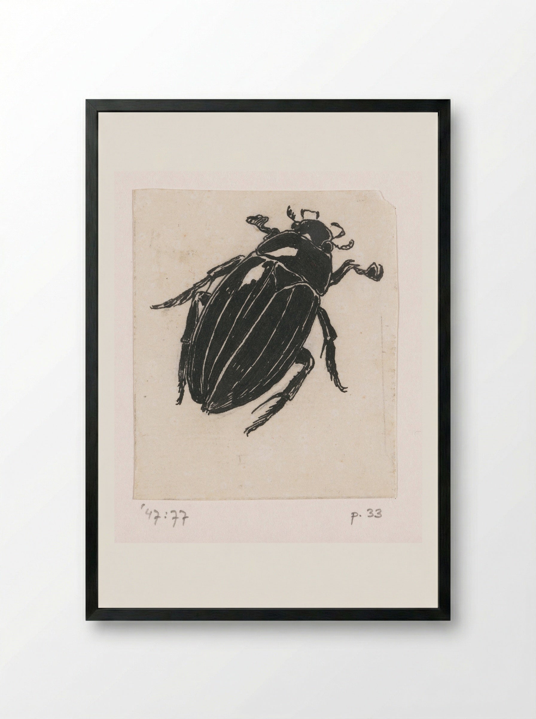 Grote spintor (Great Diving Beetle) - Willem Wenckebach - Framed Print Black
