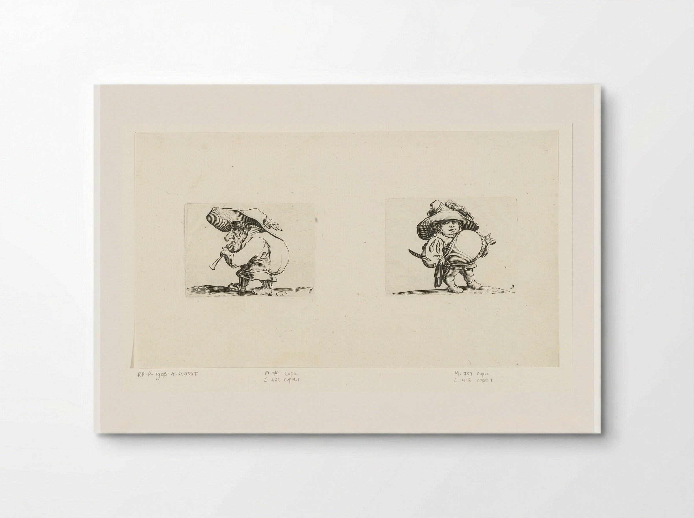 Grotesque Figures (Caricatures with Flute and Sword) - Abraham Bosse - Poster