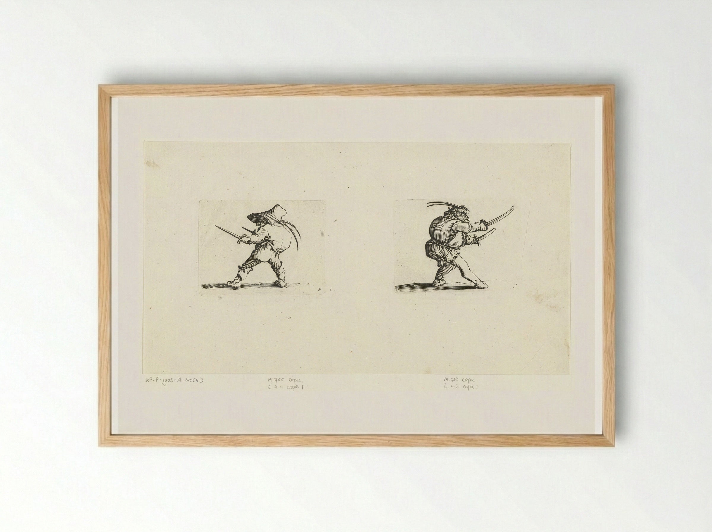 Grotesque Figures with Daggers and Swords - Abraham Bosse - Framed Print Wood