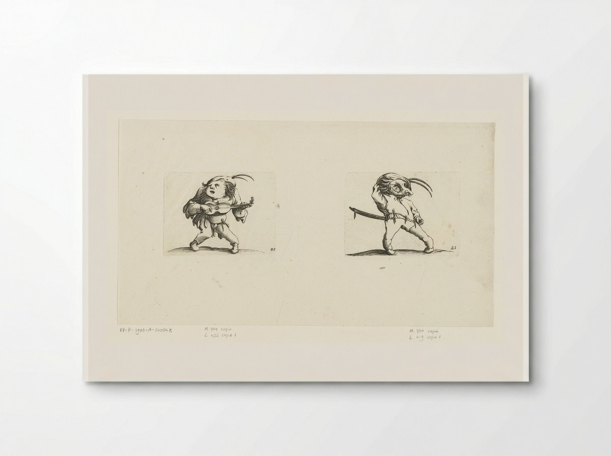 Grotesque Figures with Guitar and Sword - Abraham Bosse - Poster