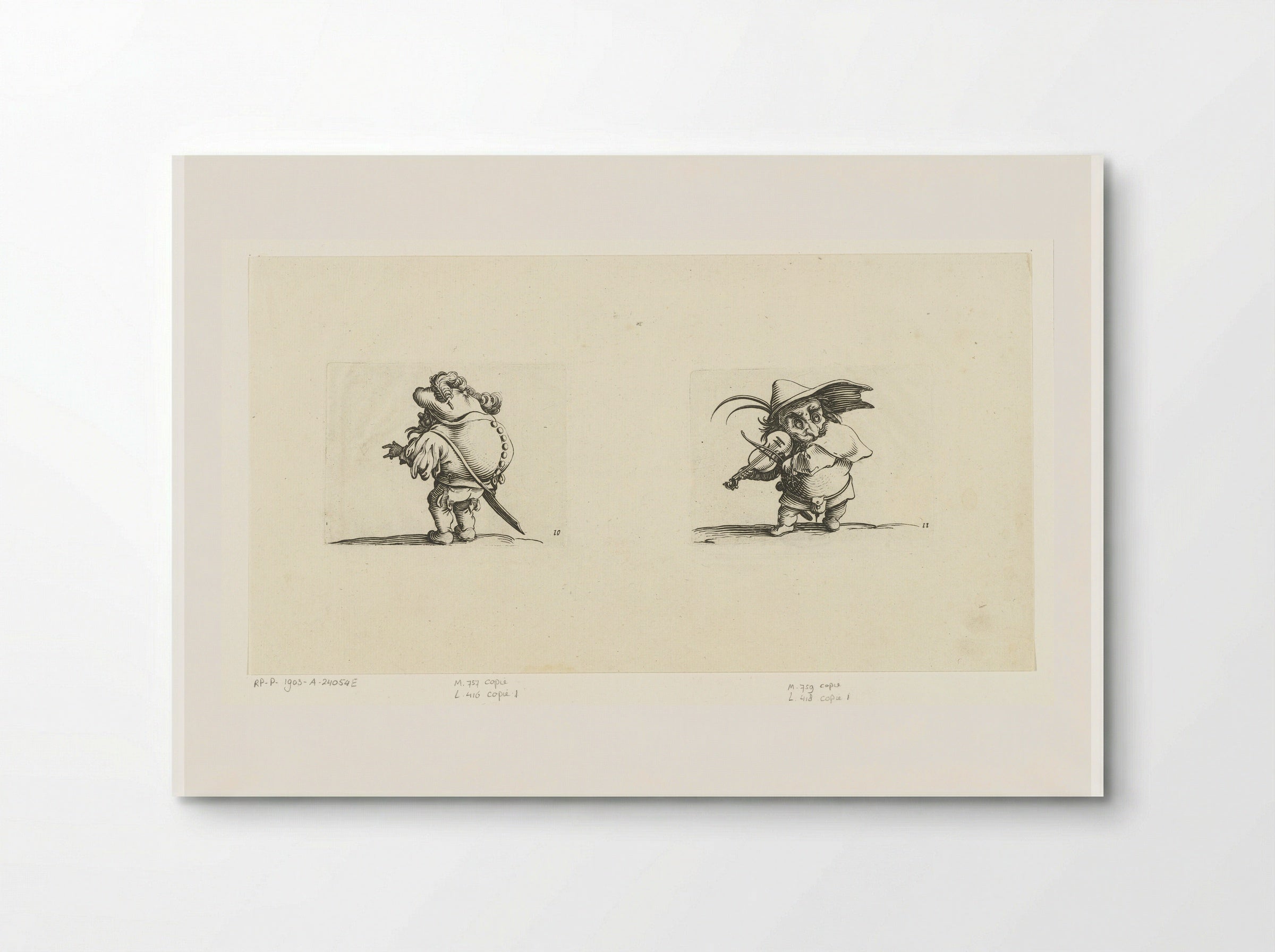 Grotesque Figures with Sword and Violin - Abraham Bosse - Poster