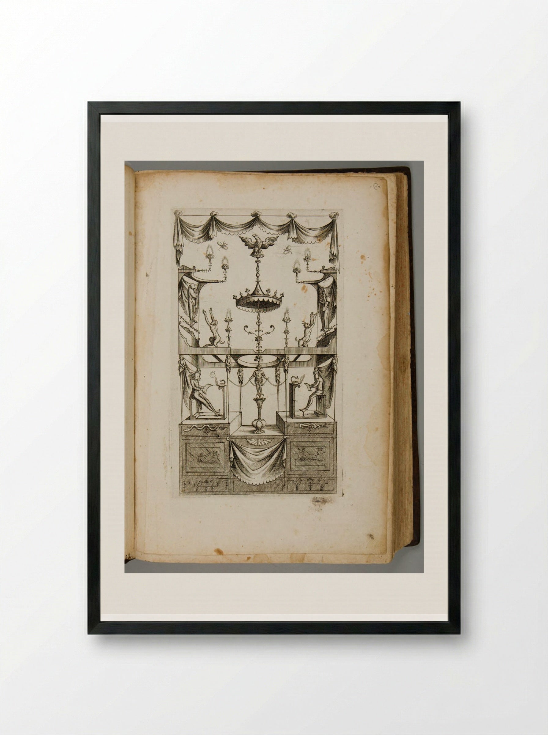 Grotesque Ornament Design - Hans Vredeman de Vries - Framed Print Black