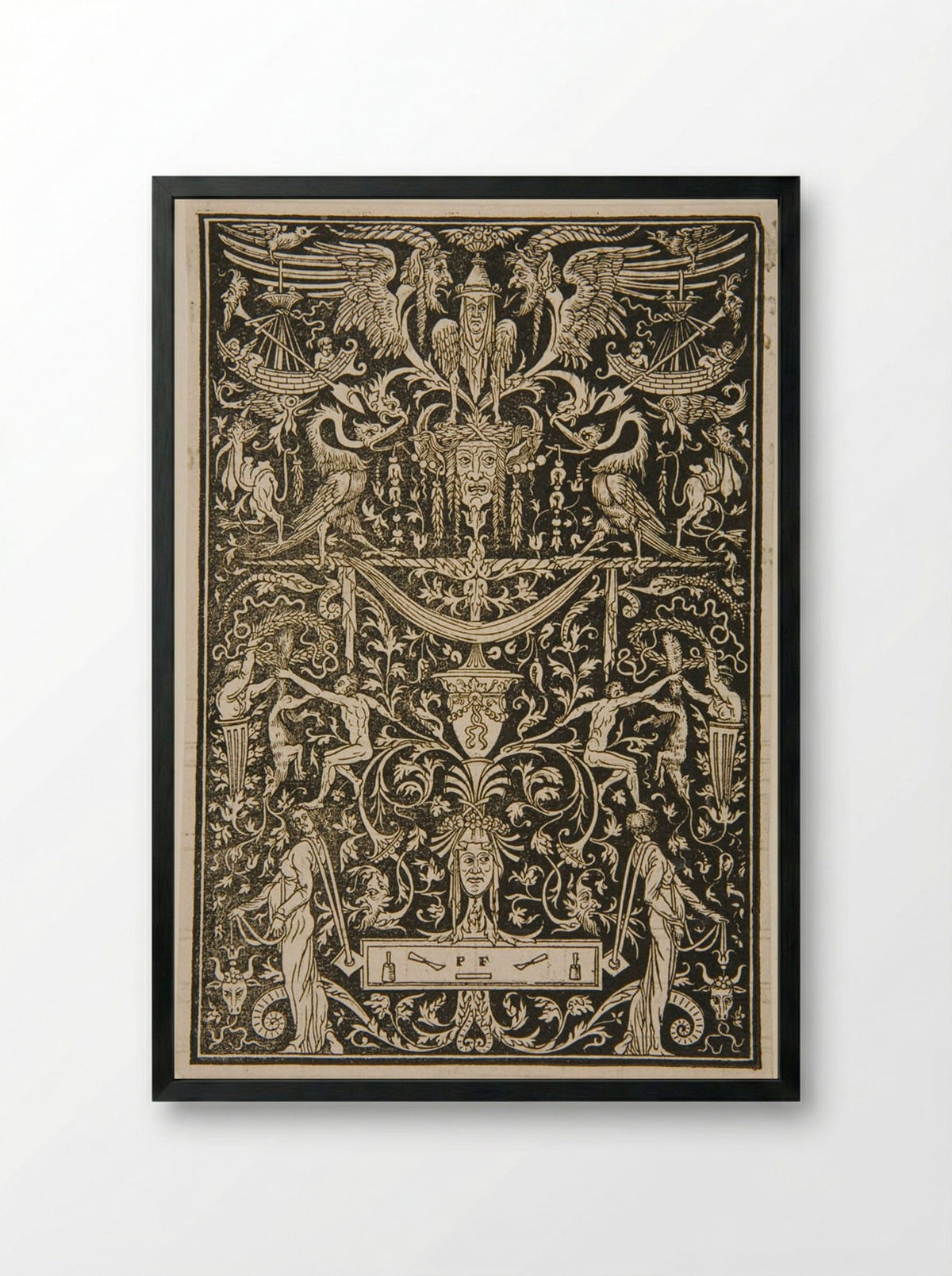 Grotesque Panel - Peter Flötner - Framed Print Black