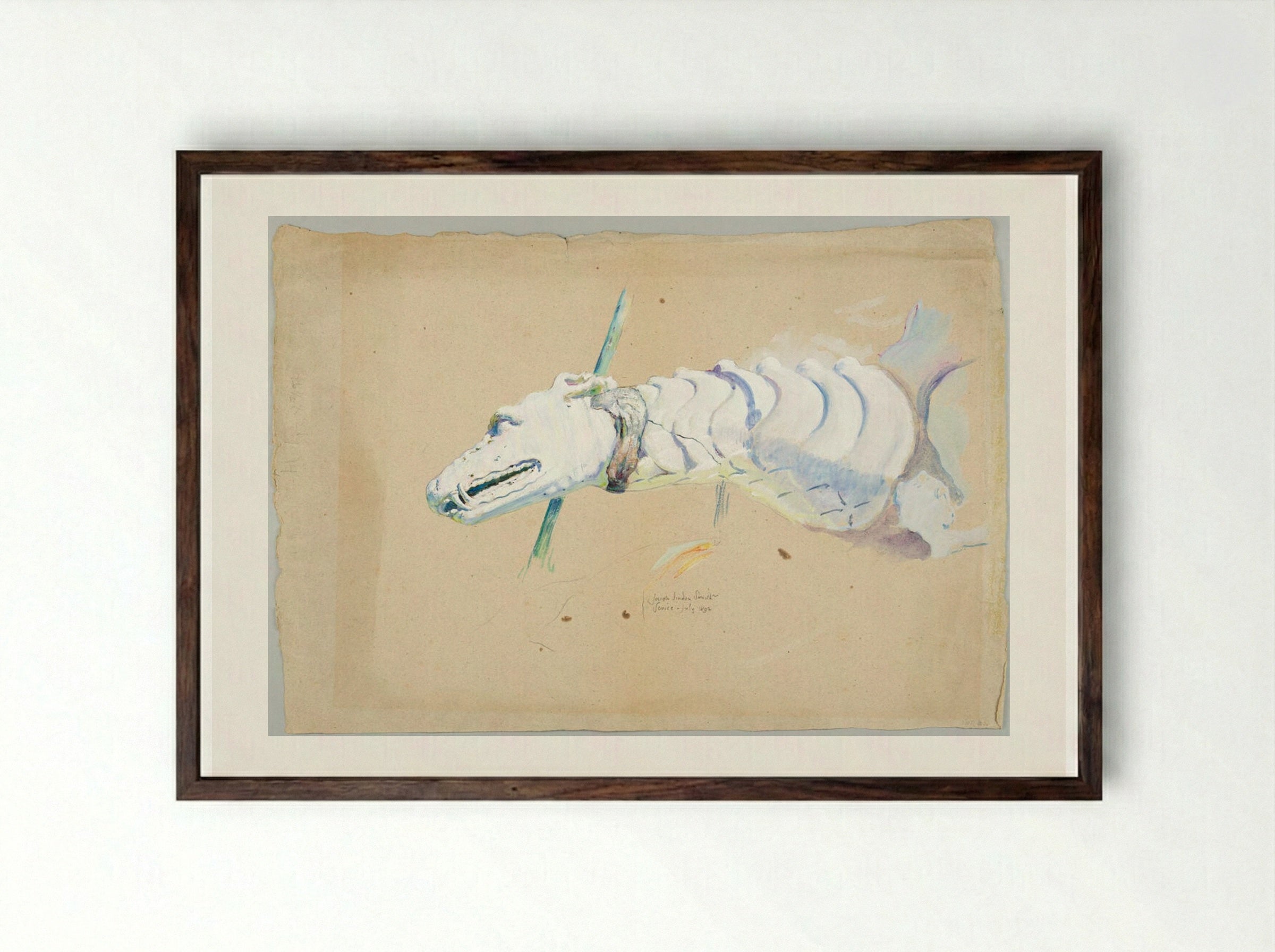 Grotesque (Study of Architectural Ornament) - Joseph Lindon Smith - Framed Print Dark Wood