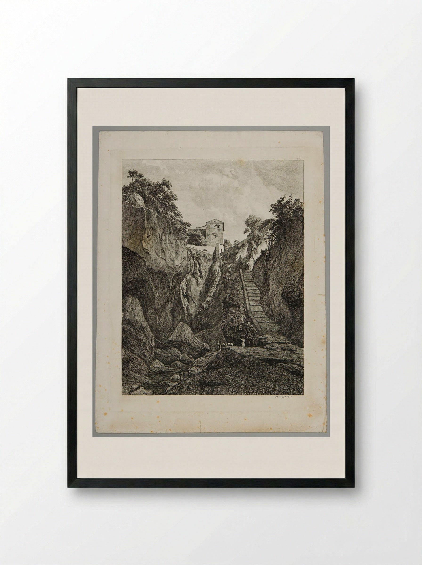 Grotto near Sorrento - Johann Hermann Carmiencke - Framed Print Black