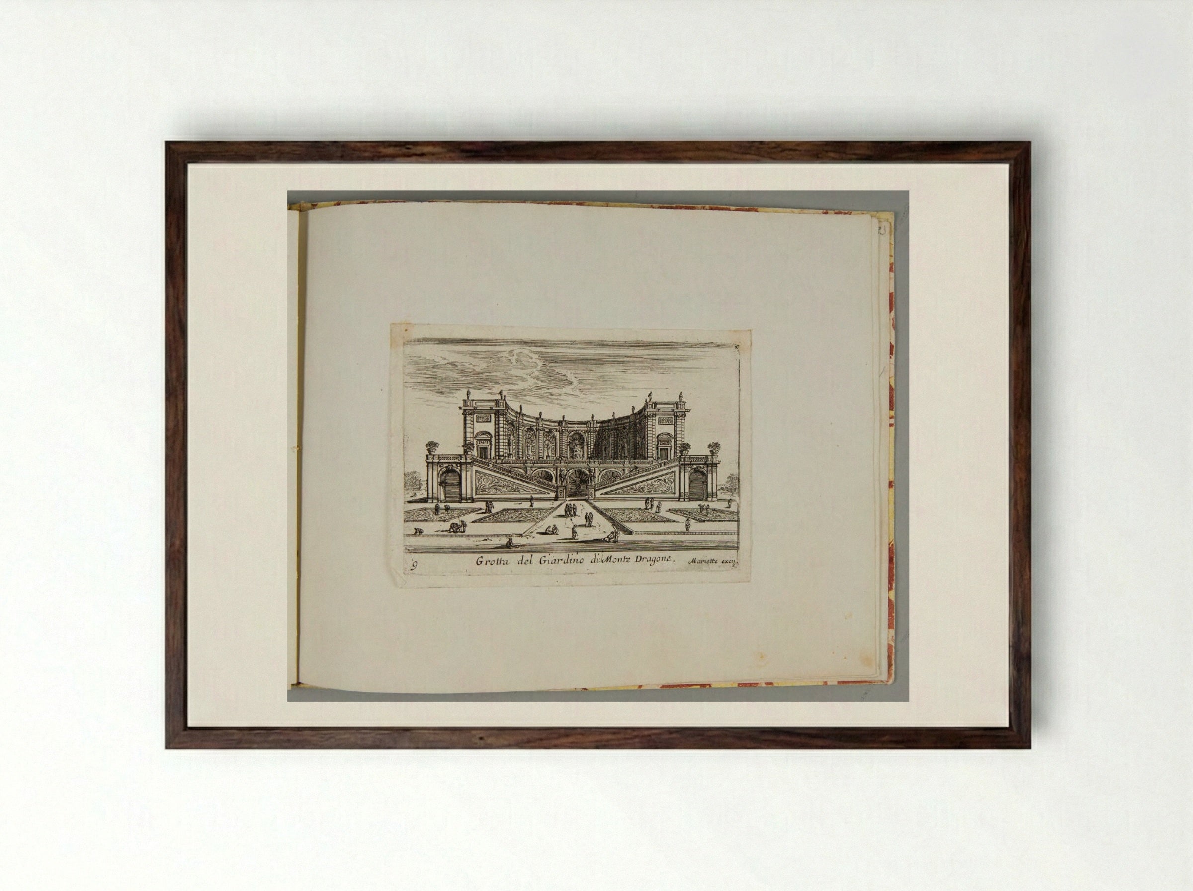 Grotto of the Garden of Monte Dragone - Israël Silvestre - Framed Print Dark Wood
