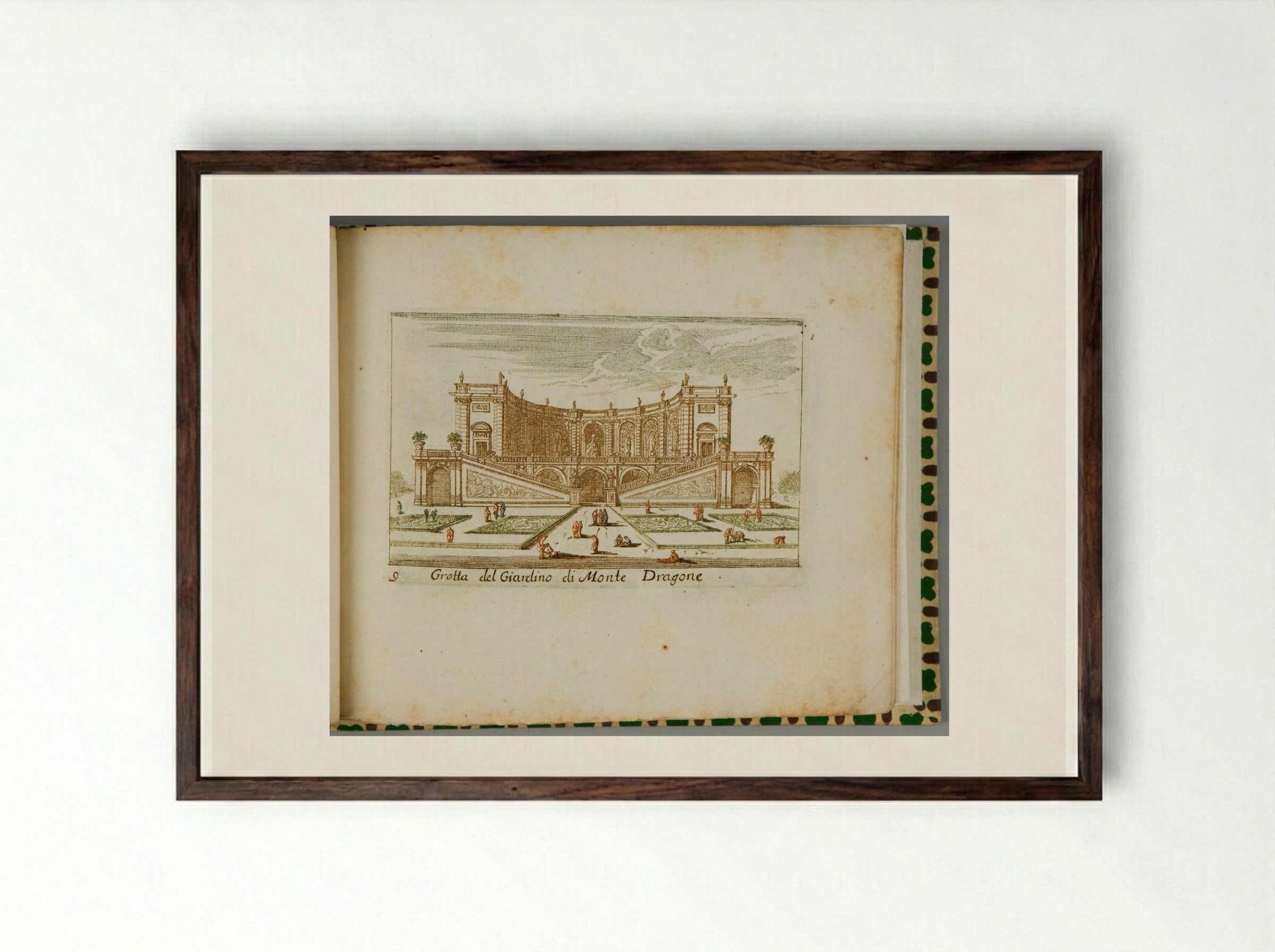 Grotto of the Garden of Monte Dragone - Abraham Bloteling - Framed Print Dark Wood