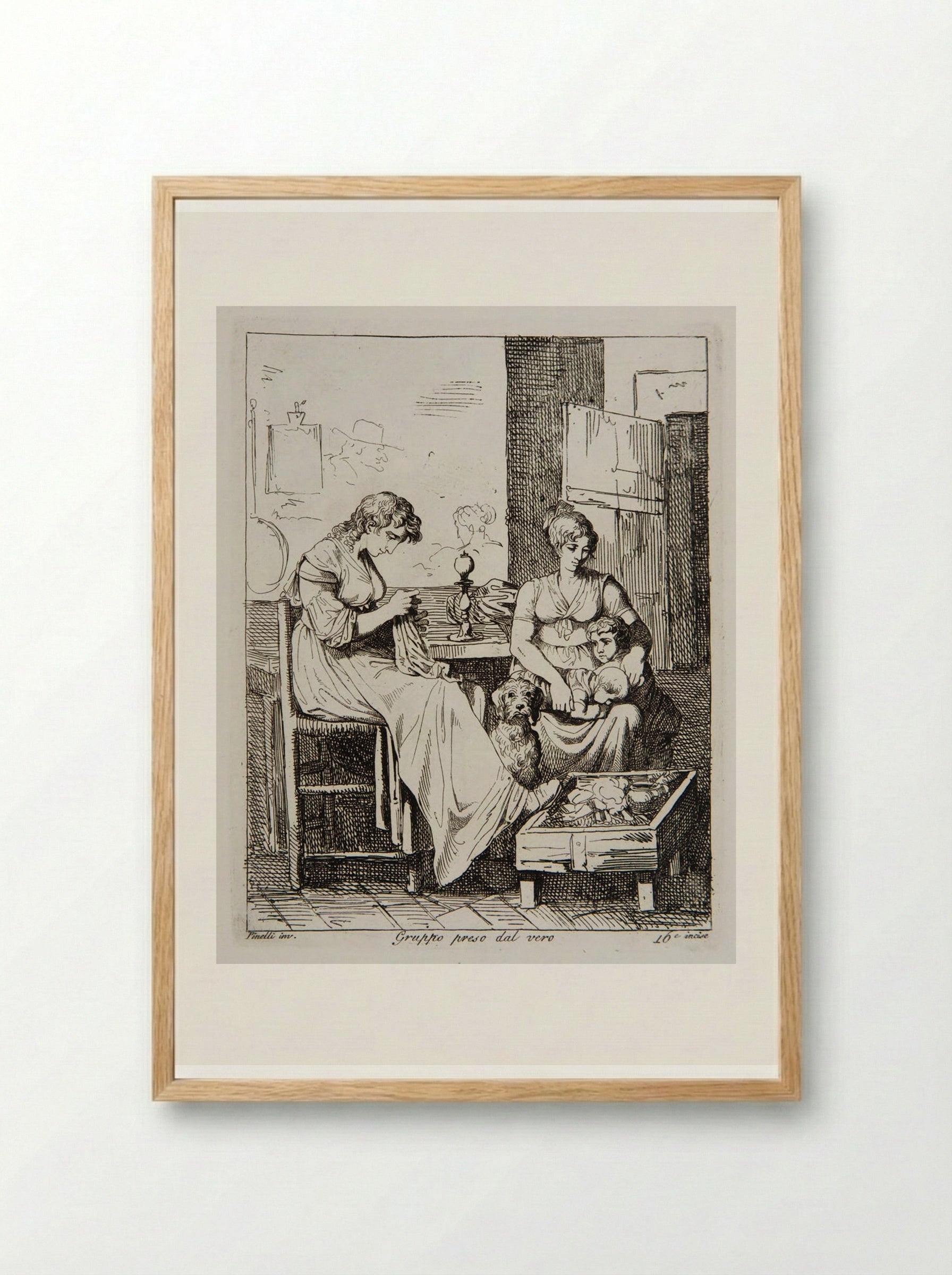 Group Caught in a Moment of Truth - Bartolomeo Pinelli - Framed Print Wood