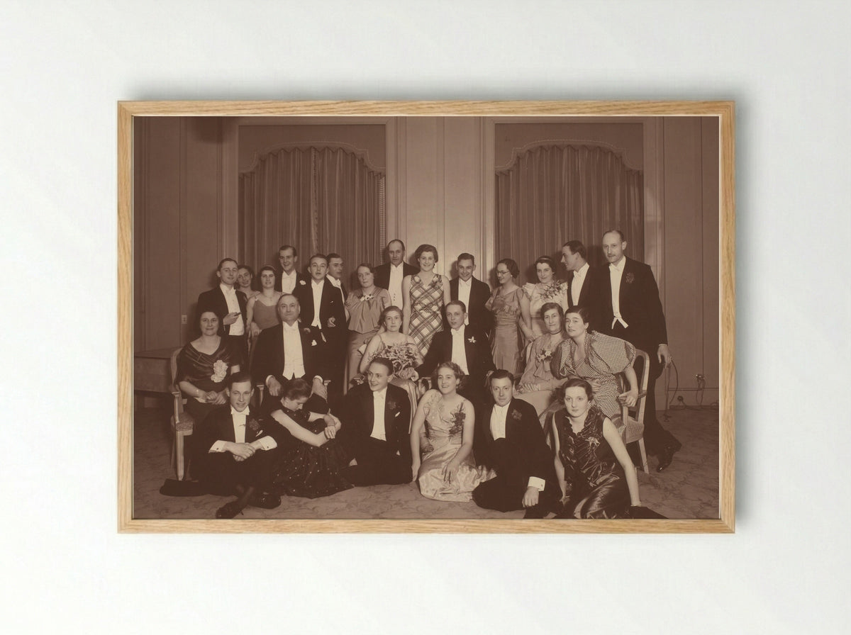 Group Portrait at a Formal Gathering - Eva Charlotte Pennink-Boelen - Framed Print Wood