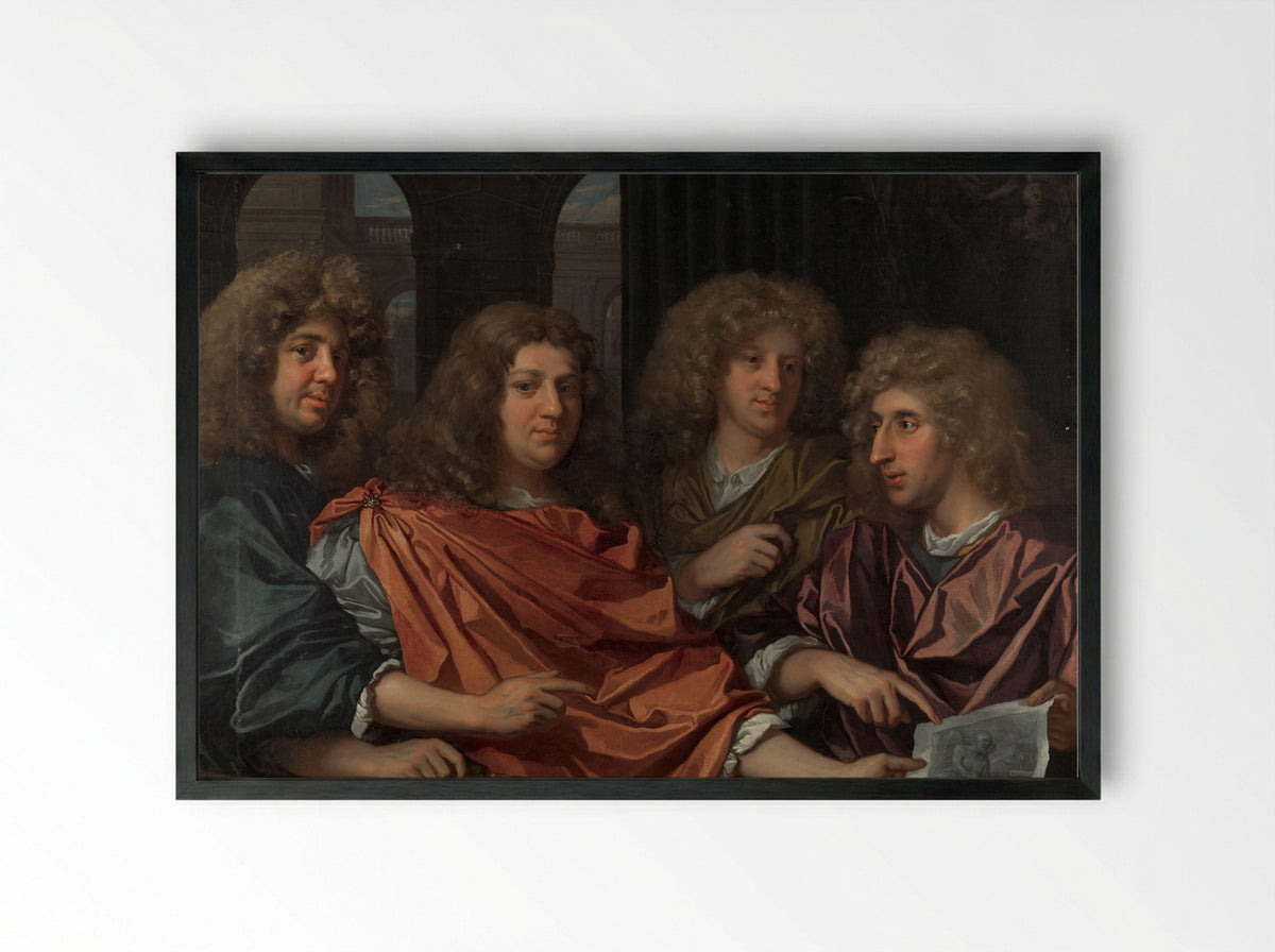 Group Portrait of Four Artists - Monogrammist GF - Framed Print Black