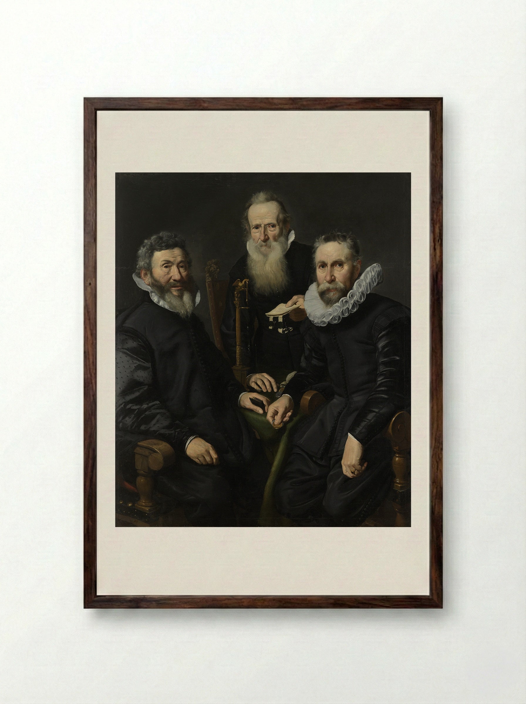 Group Portrait of an Unidentified Board of Governors - Thomas de Keyser - Framed Print Dark Wood