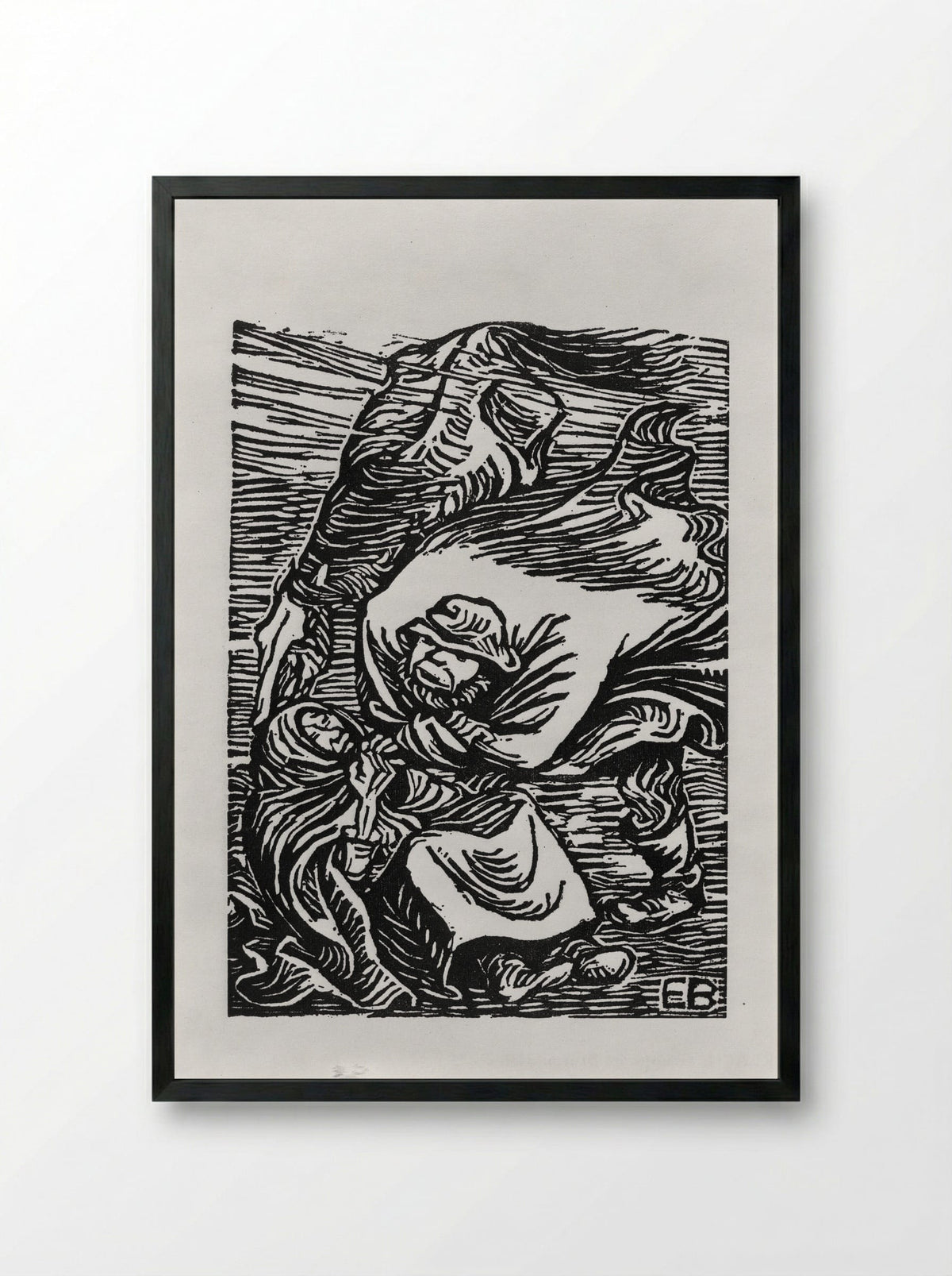 Group in Storm - Ernst Barlach - Framed Print Black