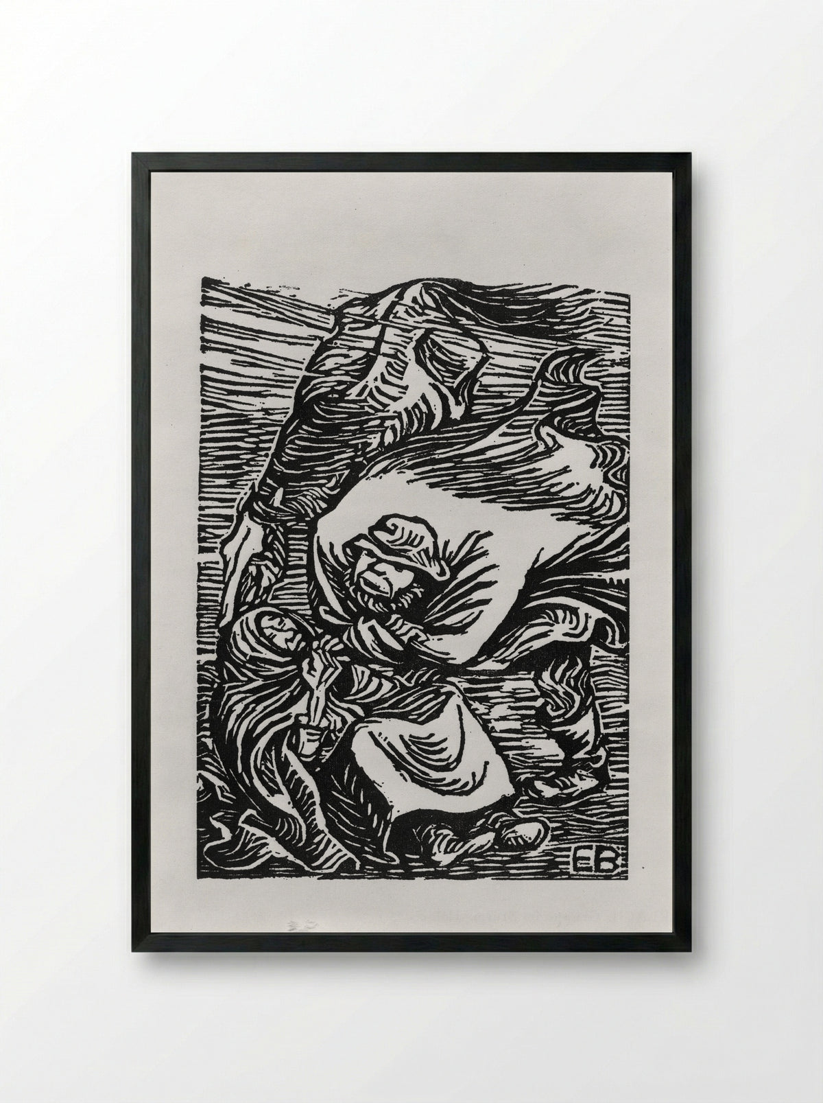 Group in Storm - Ernst Barlach - Framed Print Black