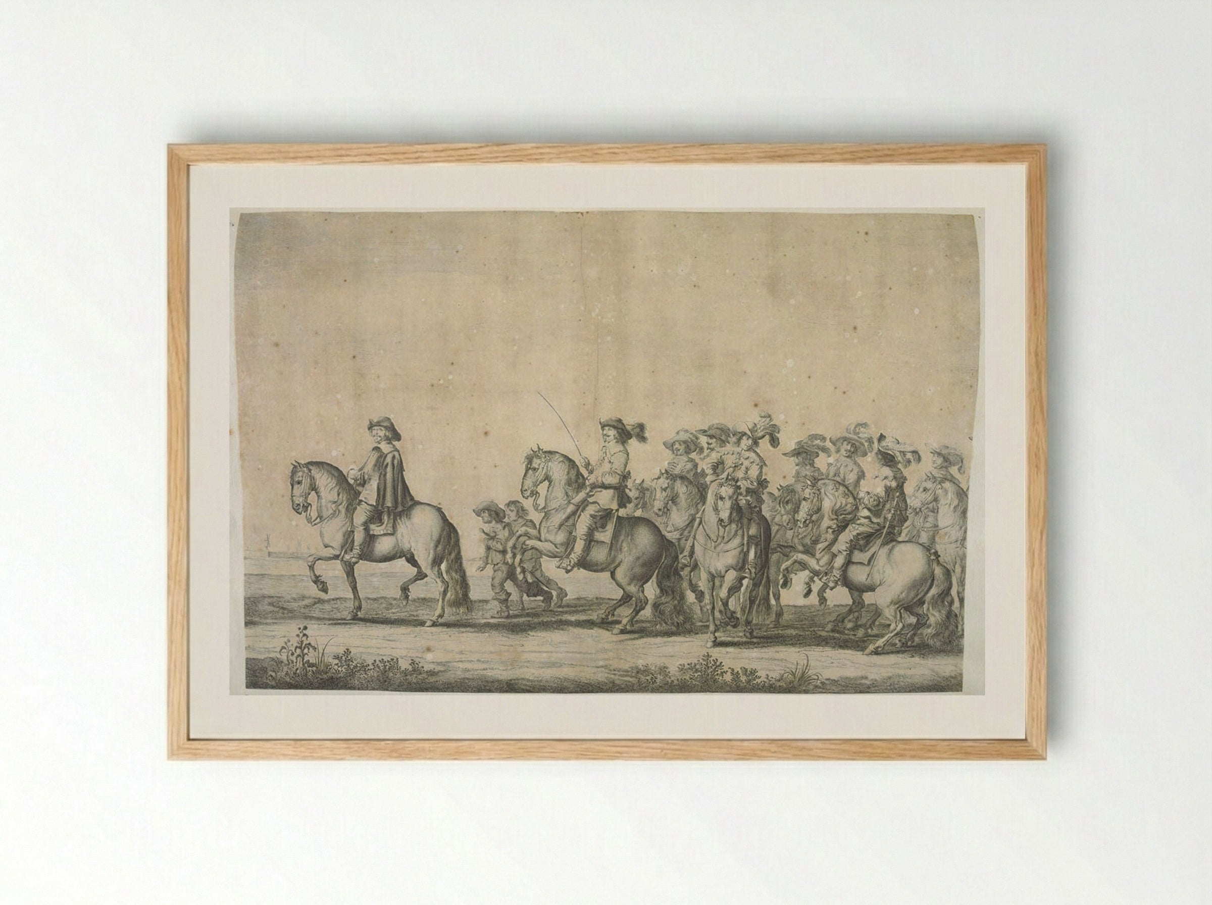 Group of Courtiers Led by Single Rider Separated from Ranks - Pieter Nolpe - Framed Print Wood