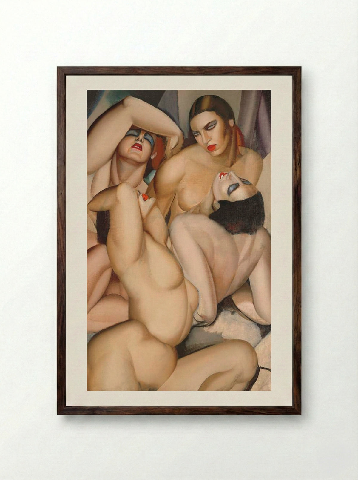 Group of Four Nudes - Tamara de Lempicka - Framed Print Dark Wood