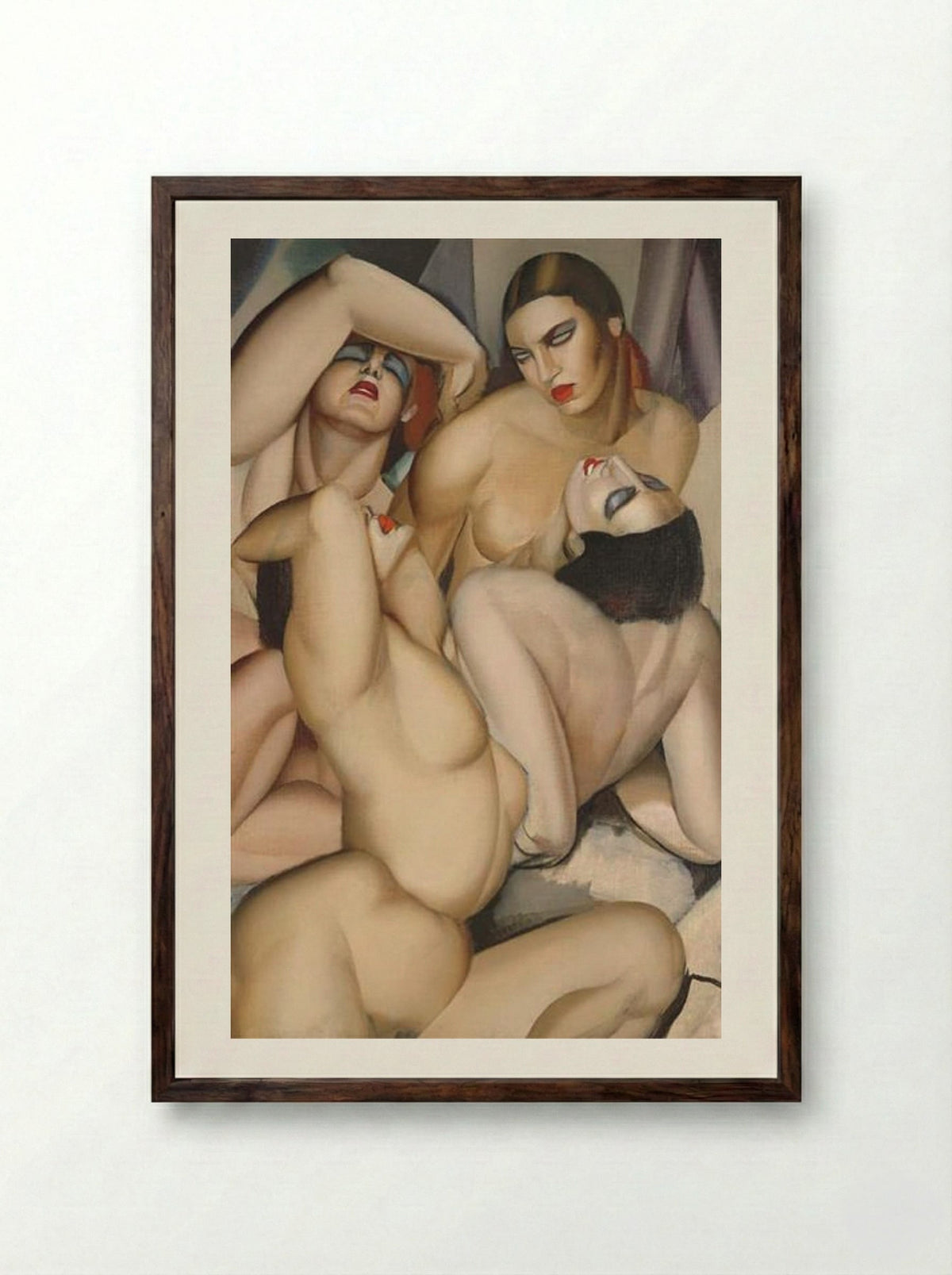 Group of Four Nudes - Tamara de Lempicka - Framed Print Dark Wood