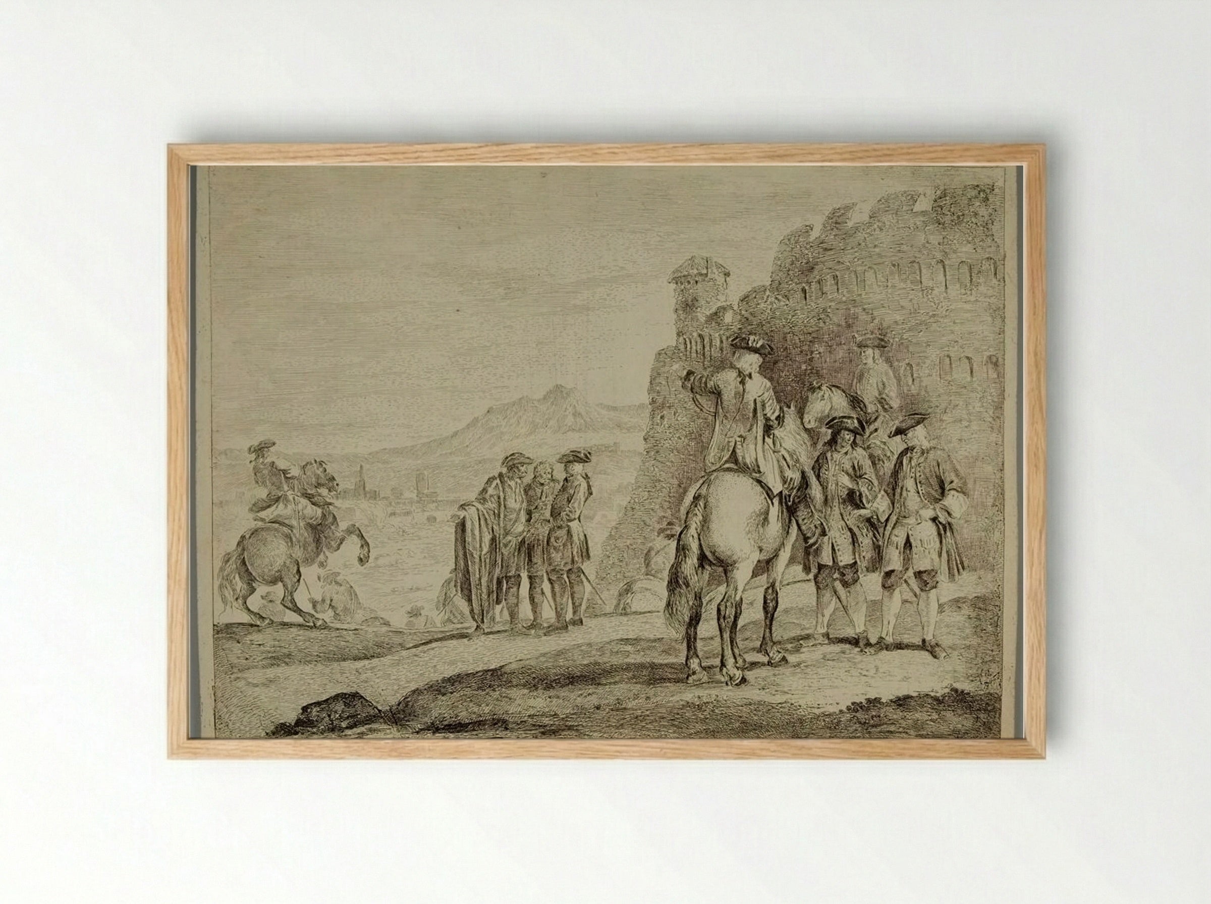 Group of Soldiers at the Foot of a Ruin - Domenico Bernardo Zilotti - Framed Print Wood